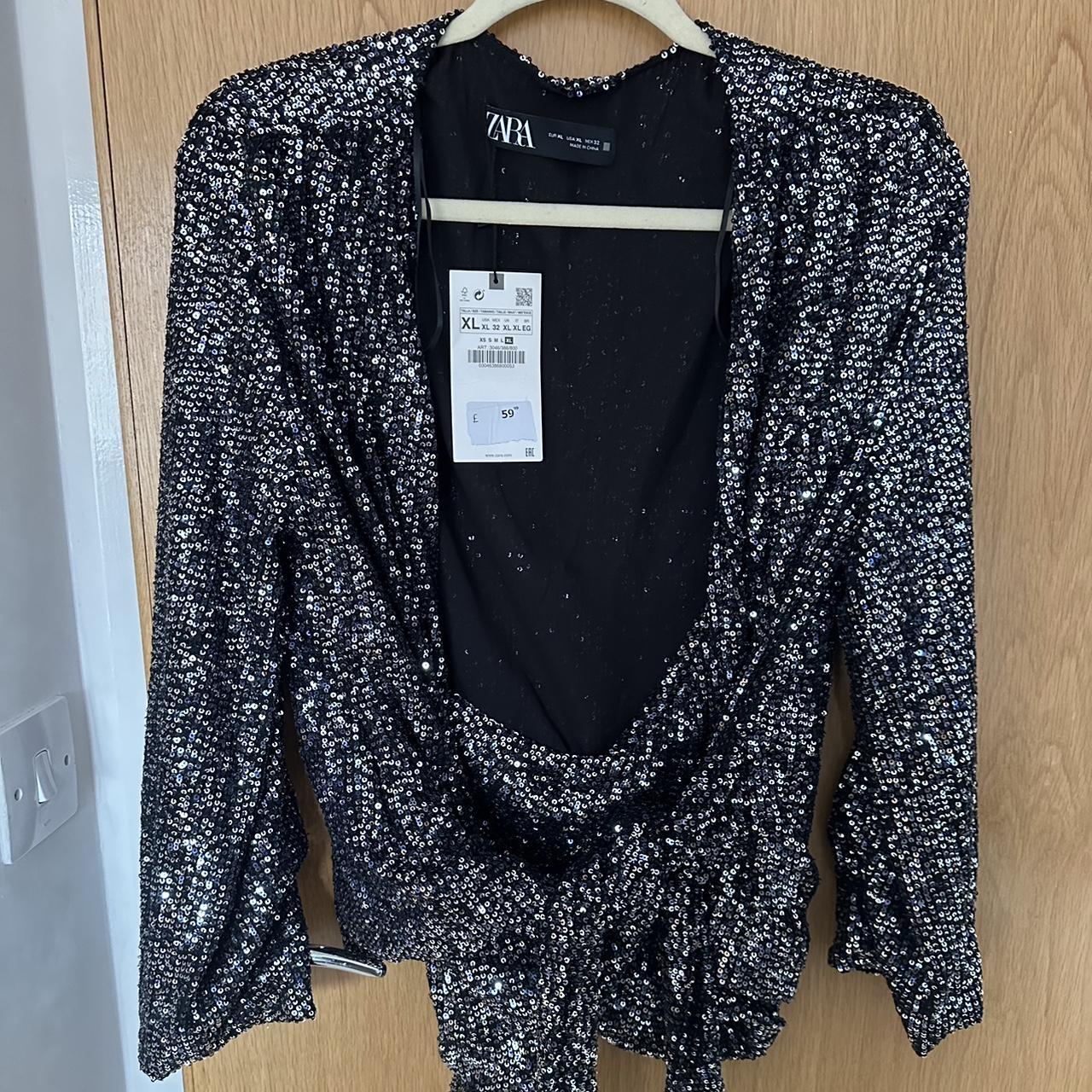 Zara sequin blouse Brand new with tags Size... - Depop