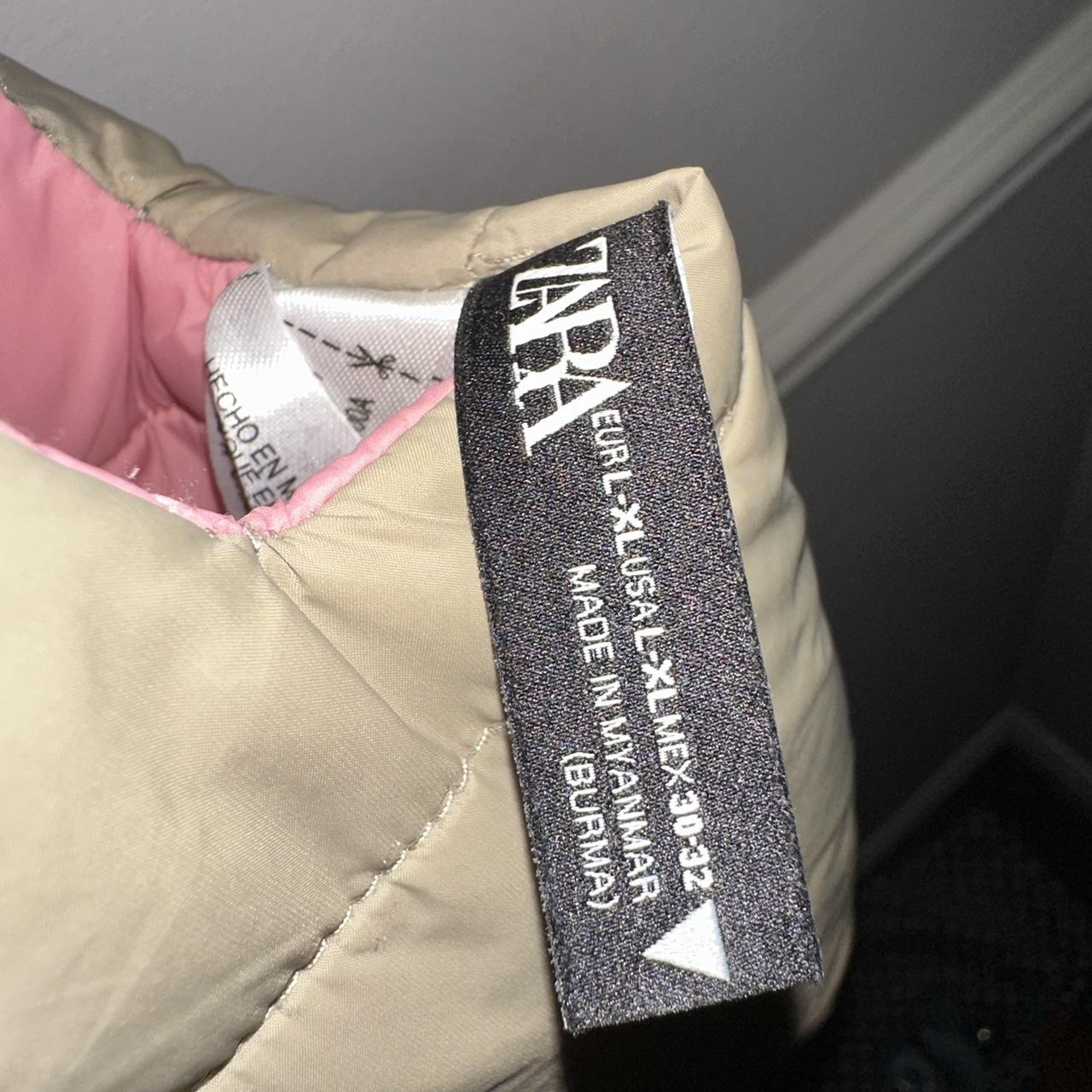 Zara Women's Pink and Cream Gilet Depop