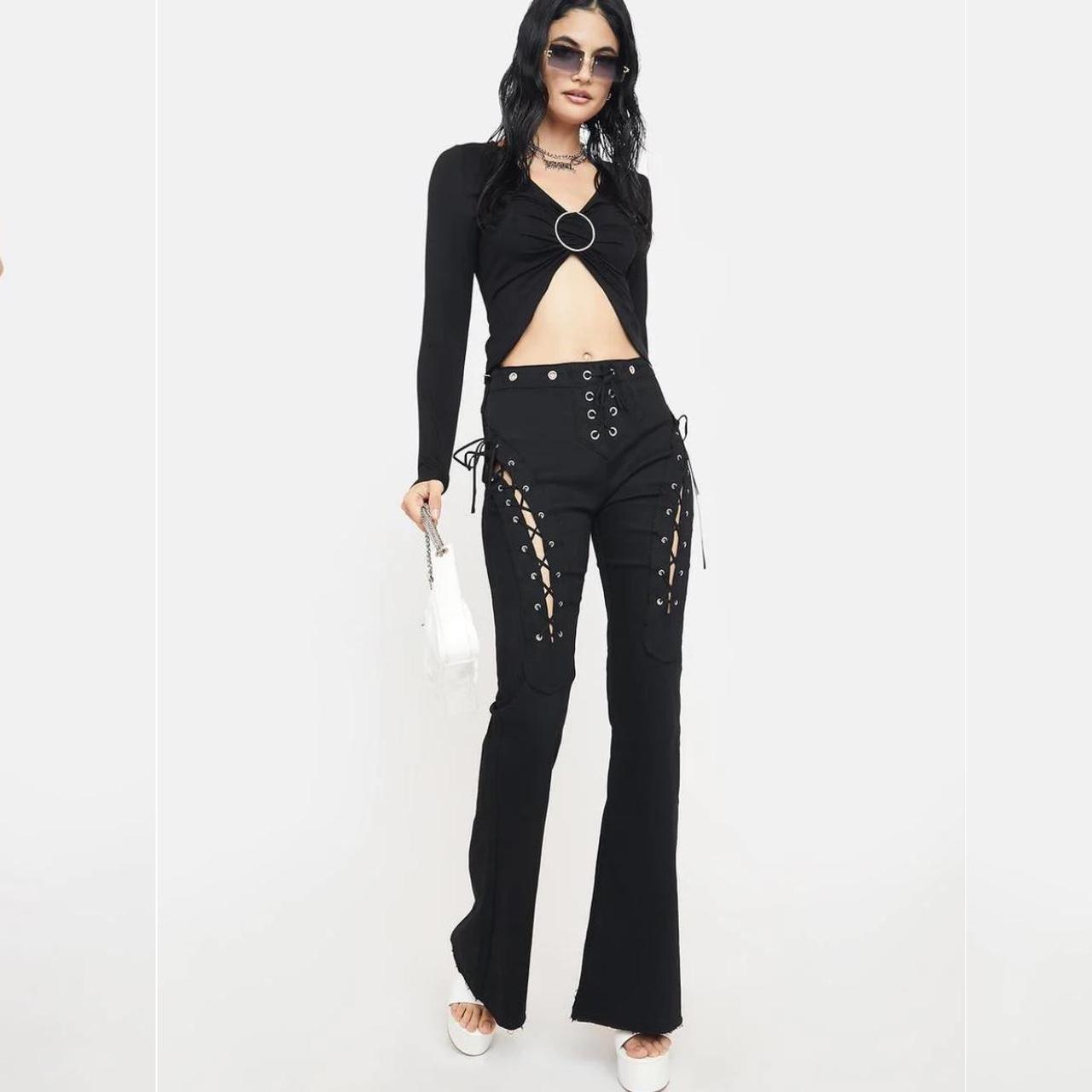 The Kript Low Waist Lace Up Flared Pants Sexy For Depop