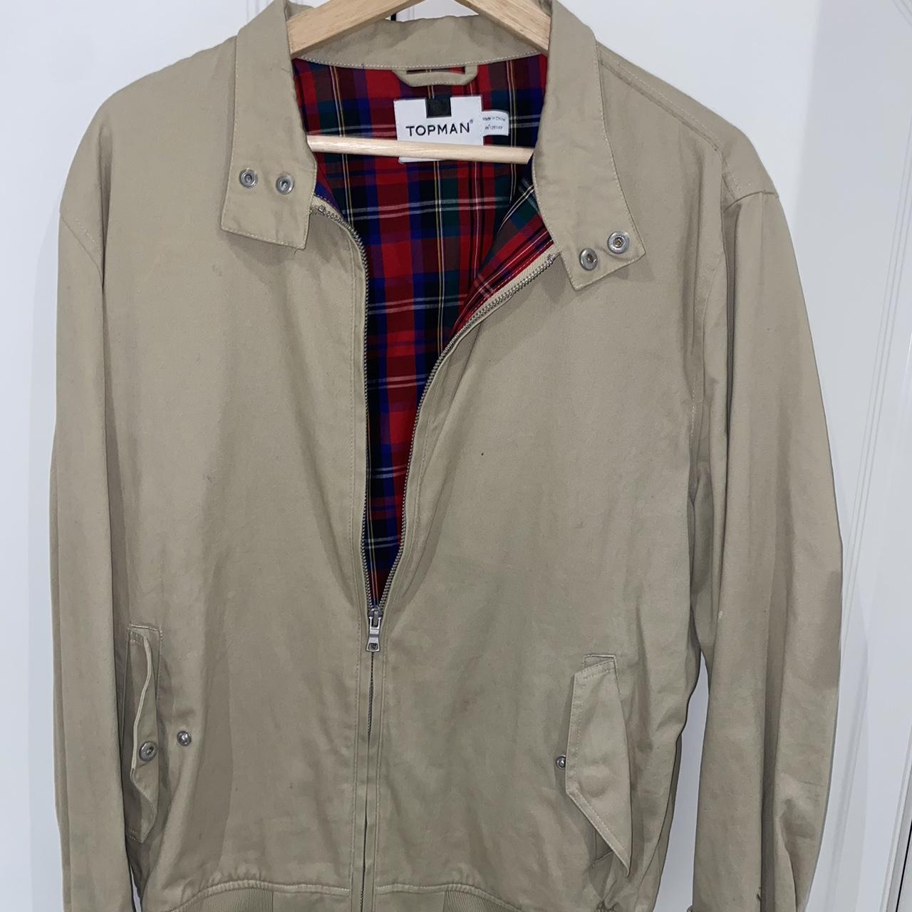 Topman Harrington jacket beige Size L Fits small - Depop