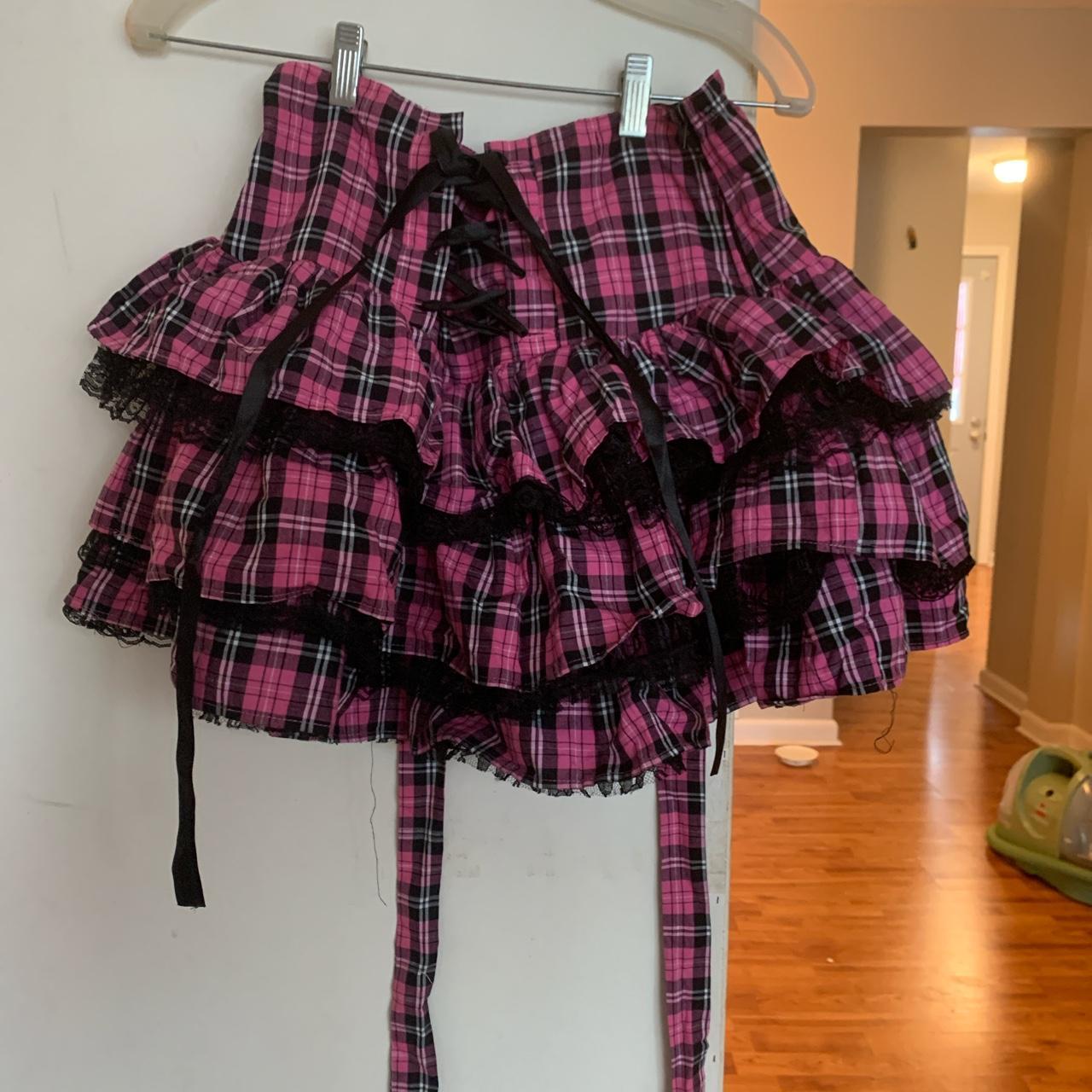 Women's Pink and Black Skirt | Depop