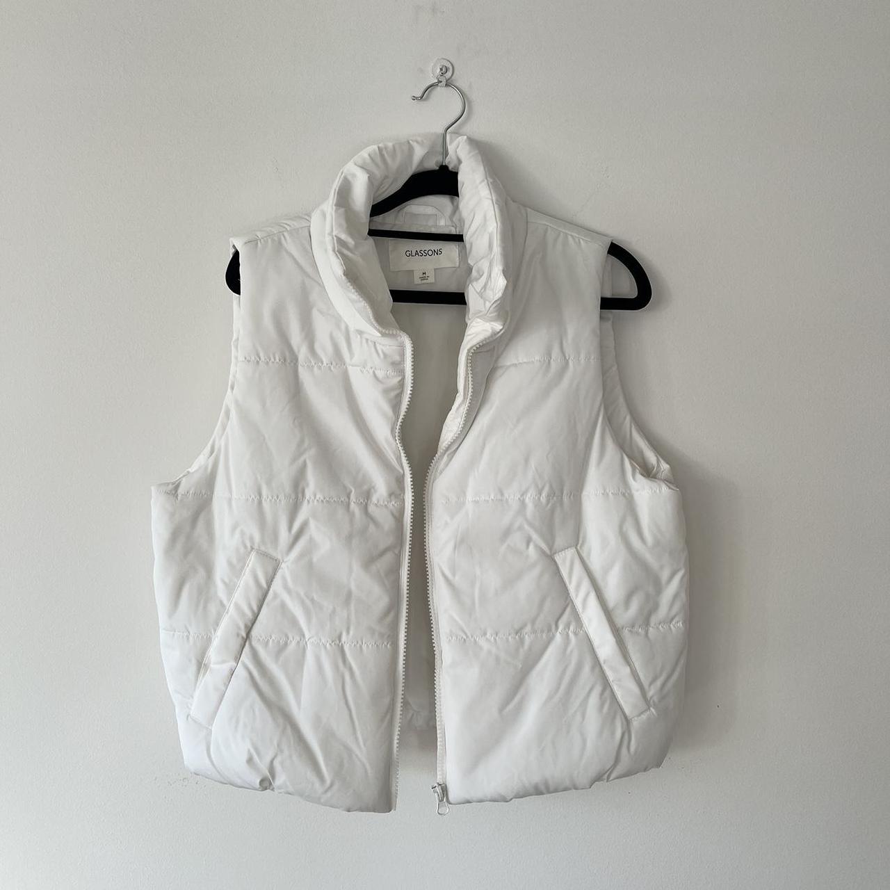 Puffer Vest Colour White zip closure two. Depop