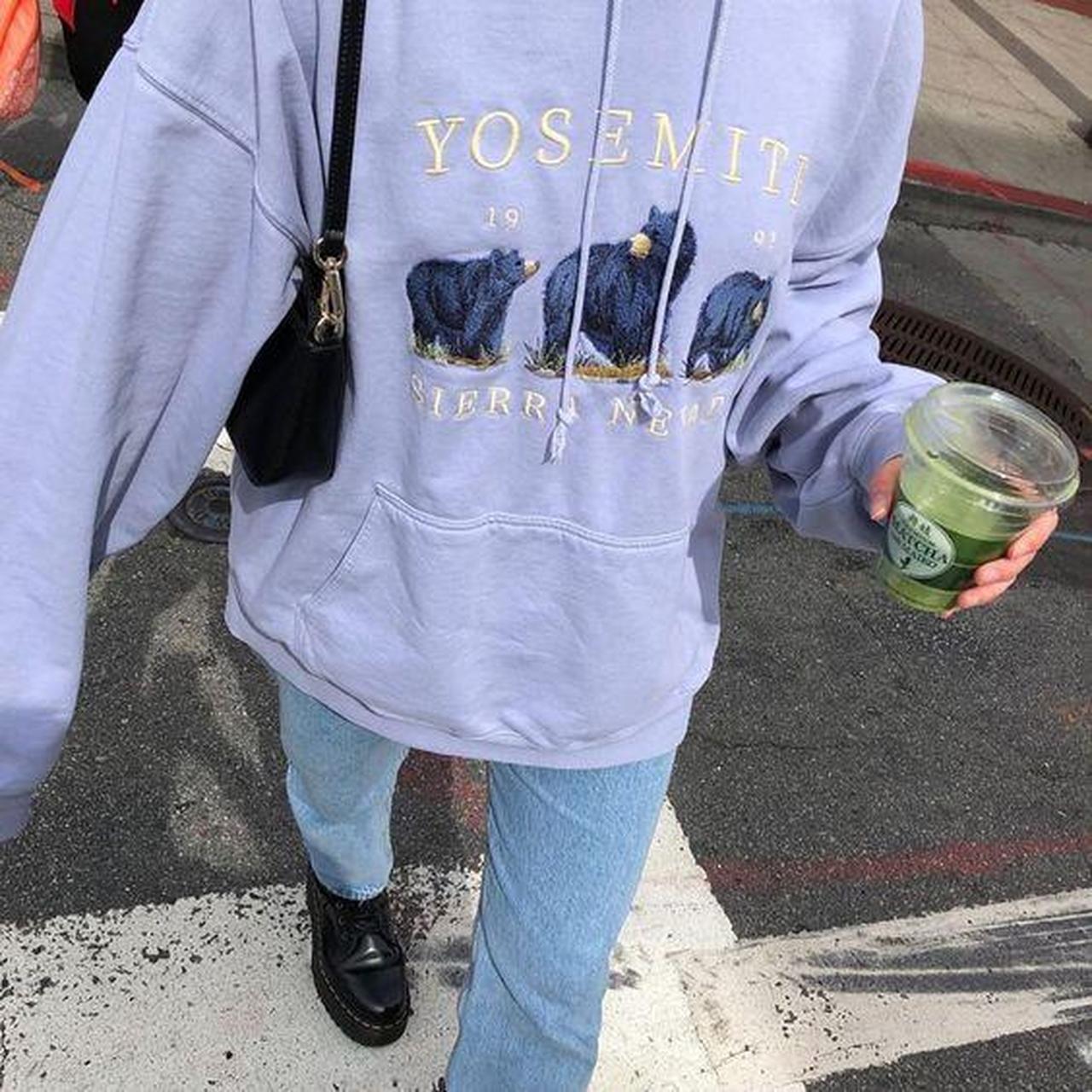 Yosemite Brandy Melville Blue Oversized hoodie super... Depop