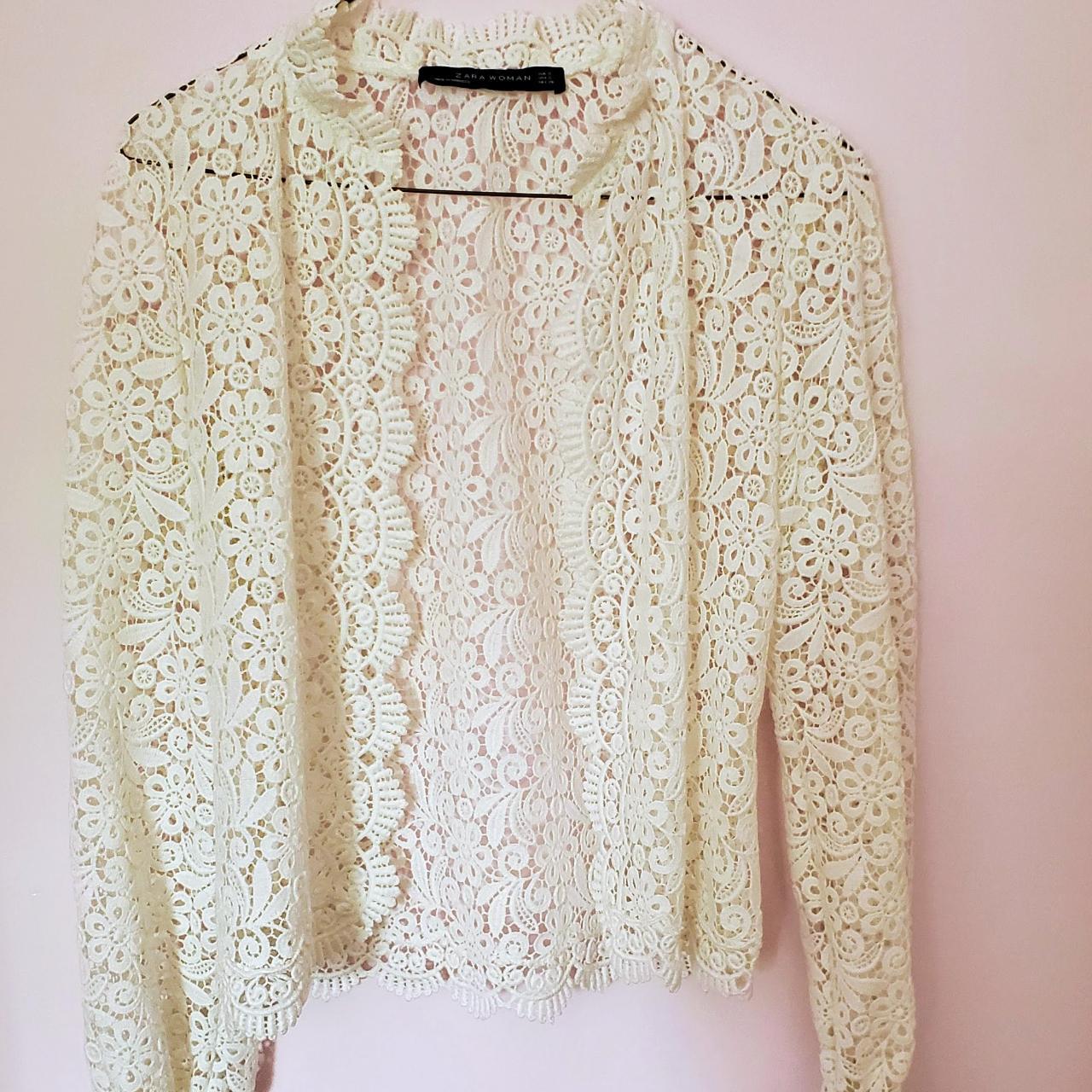 Zara small eyelet lace crochet cardigan only