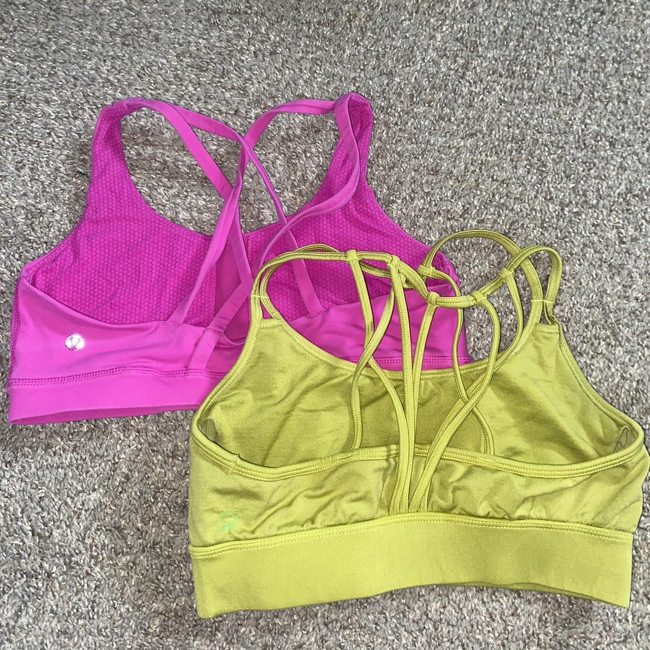 sports bra bundle!! pink lululemon and green... - Depop