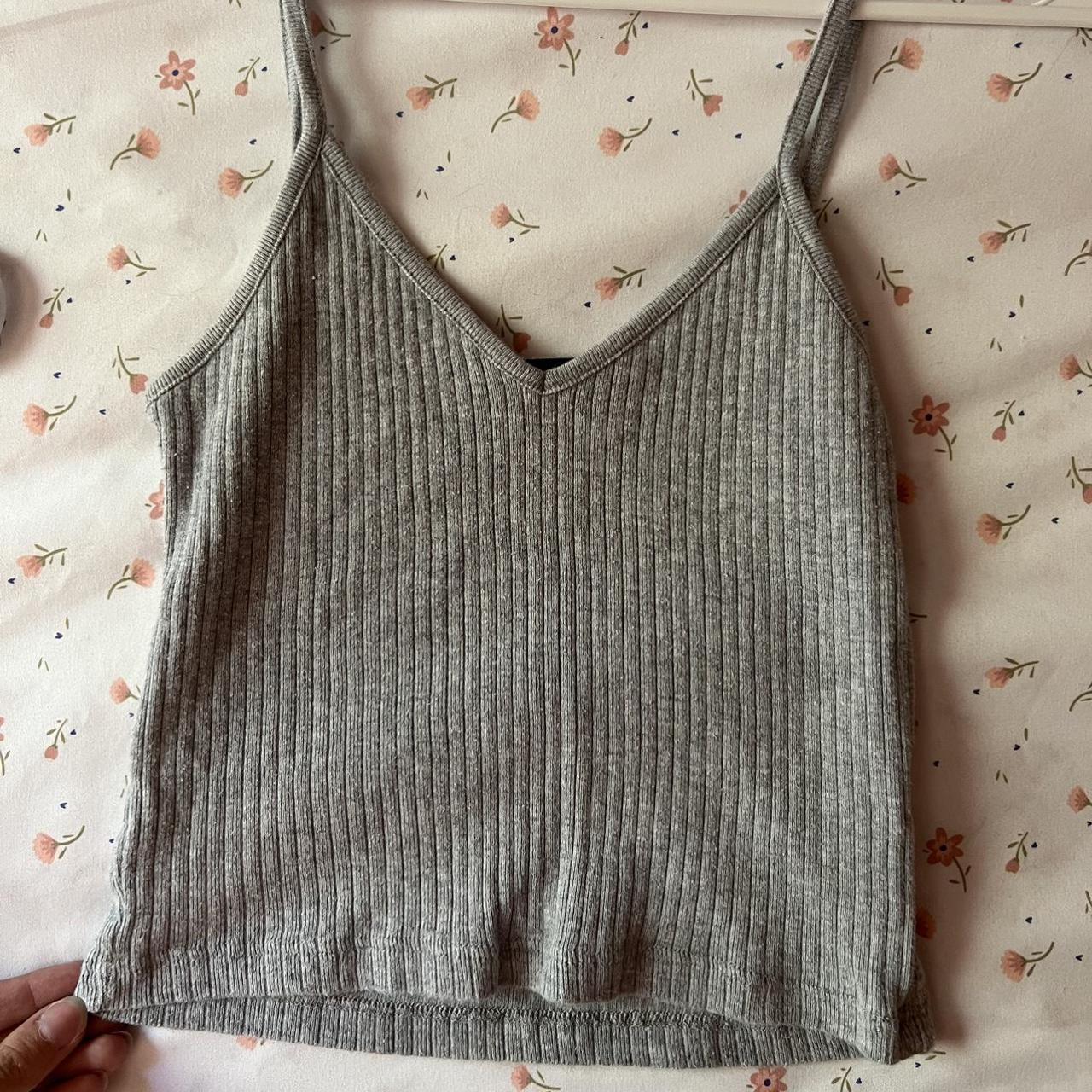 Brandy Melville Basics Ribbed Grey Cami Cropped Tank Depop