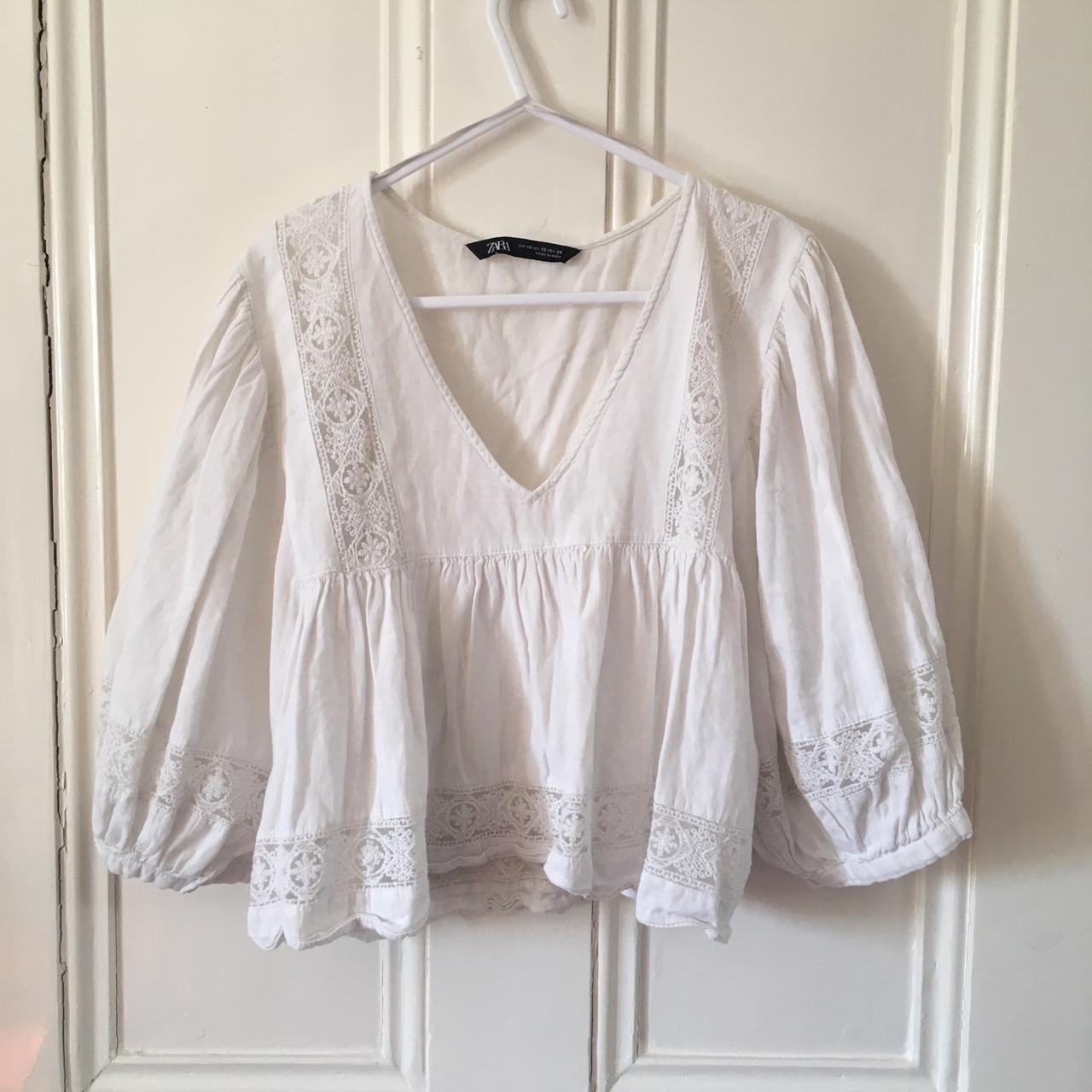 Zara Women's White Blouse | Depop