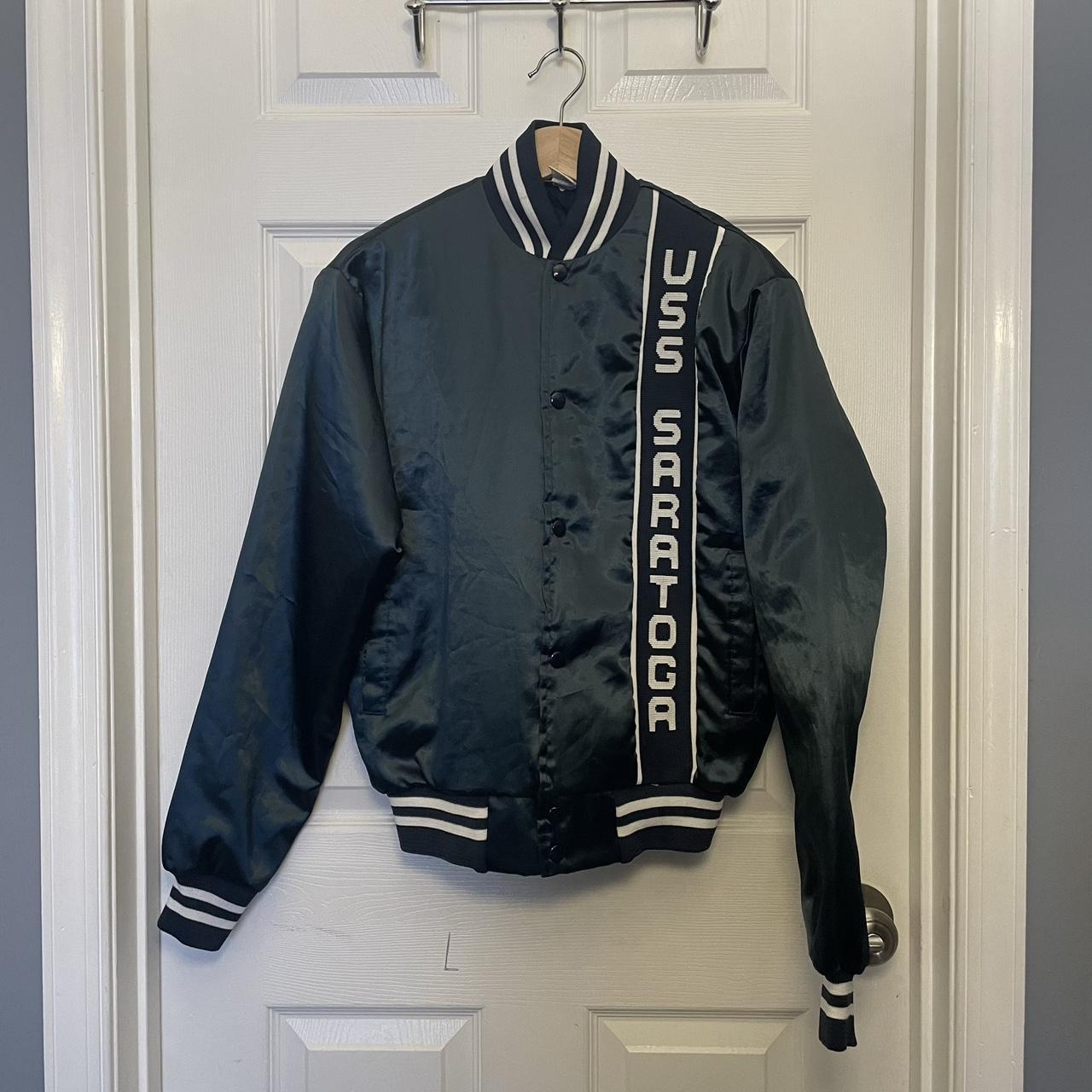 90s Made in USA Satin USS Saratoga Bomber The USS... Depop