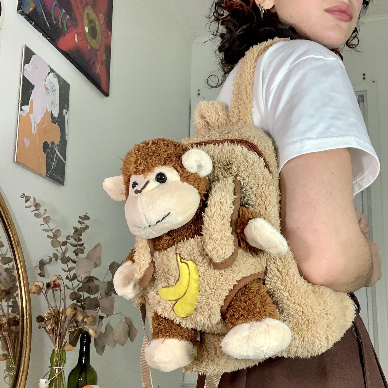 fuzzy monkey backpack!!!! are u wearing the monkey... Depop