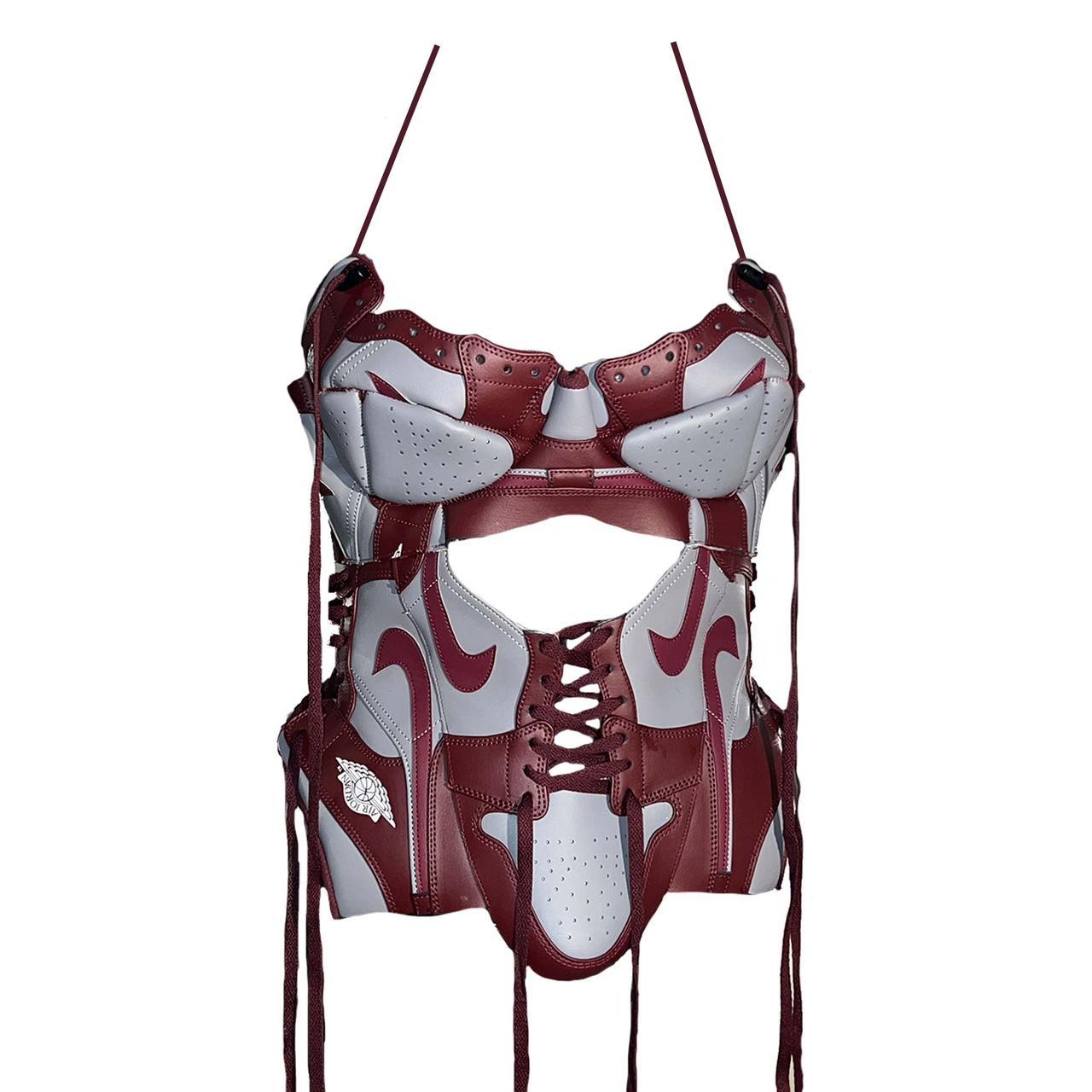 Omggg Look at this sporty Khaki & Rose Nike corset - Depop