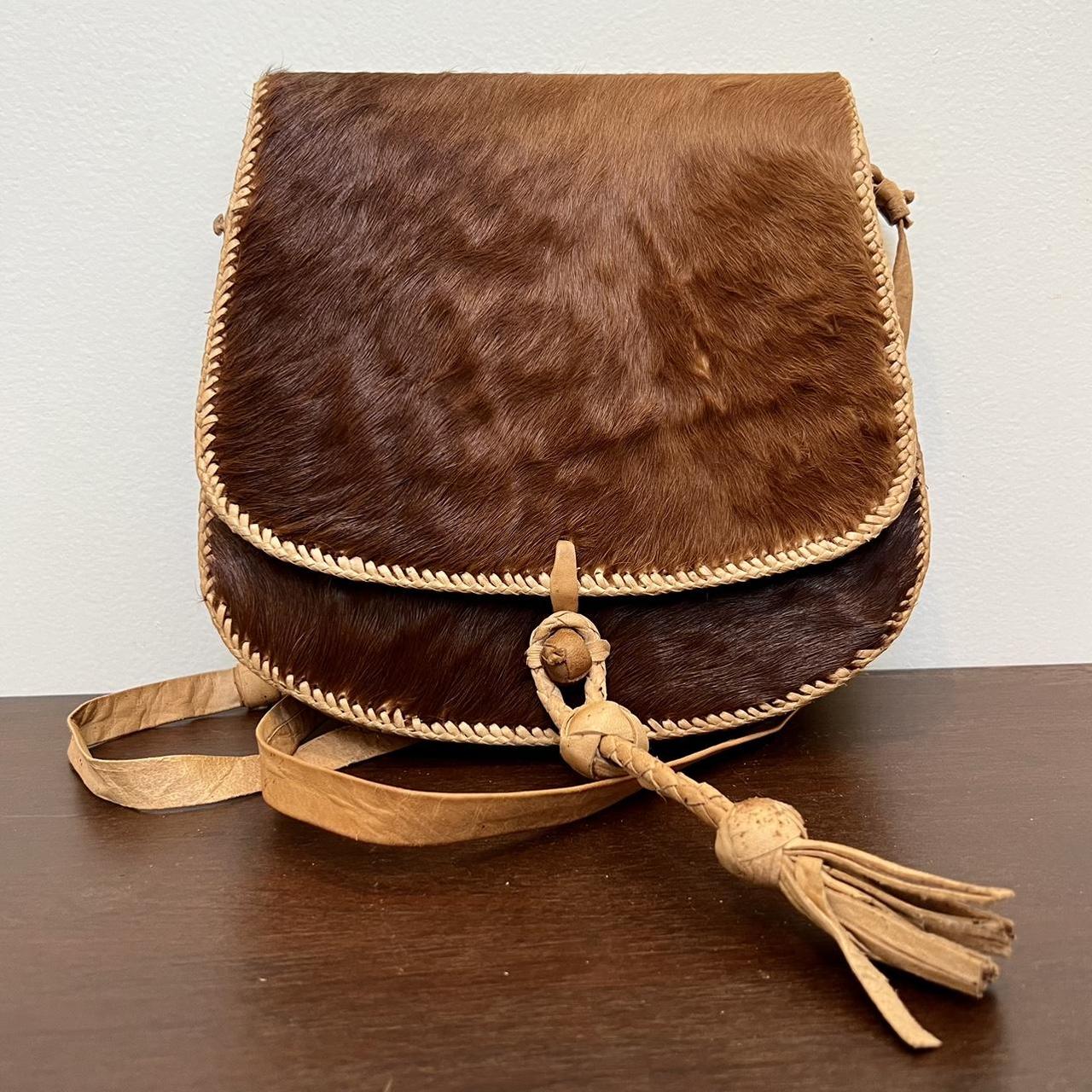 vintage style Leather Saddle Bag with a Pocket for Women handmade