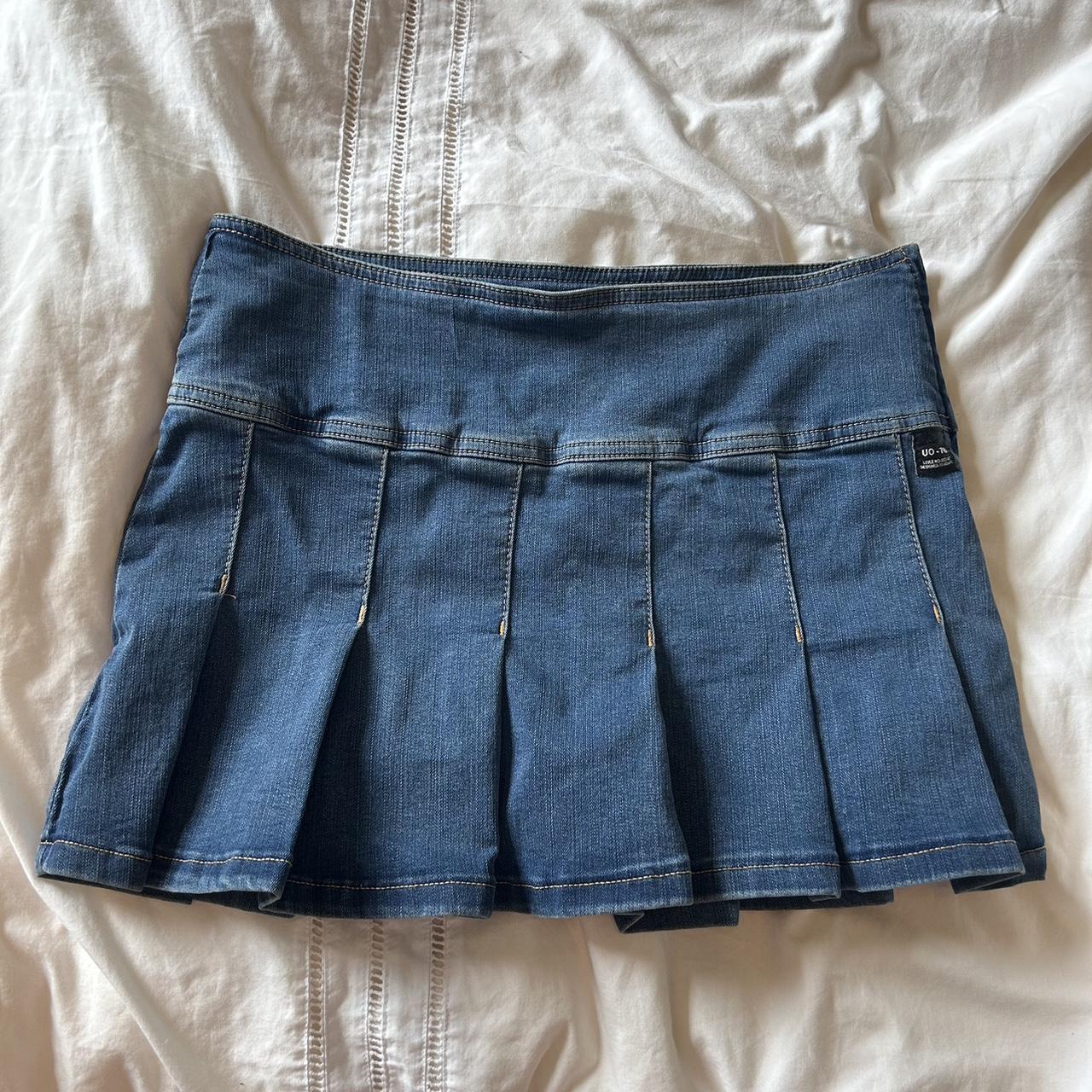 BDG blue denim pleated skirt - Depop