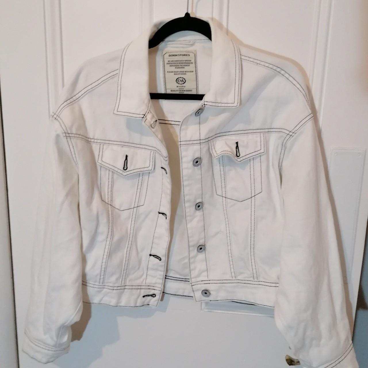 C&A white denim jacket size Medium... - Depop