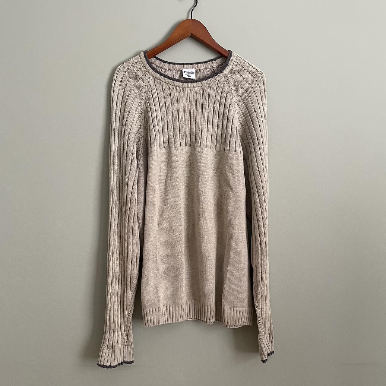 Columbia beige ribbed knit jumper, size XXL in great... - Depop