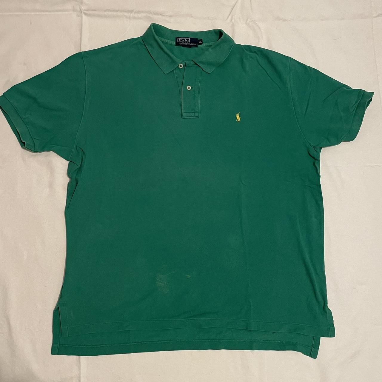 vintage green polo ralph lauren polo shirt few... - Depop