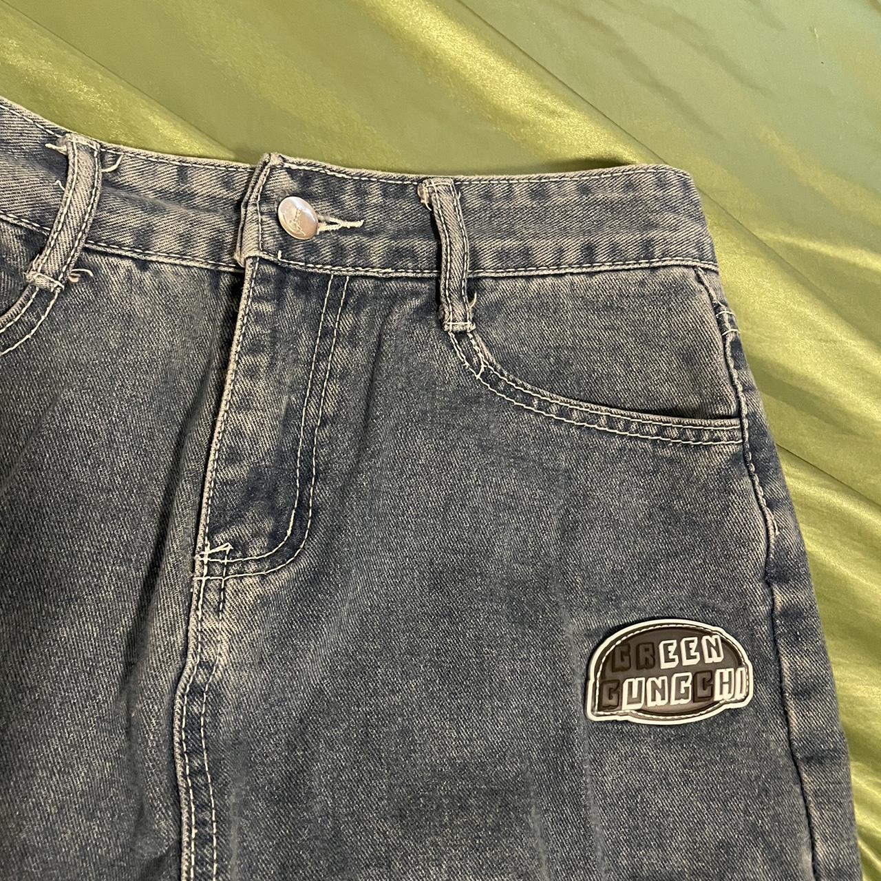 Rare Green Gungchi Rubber Patch Jeans Size: listed... - Depop