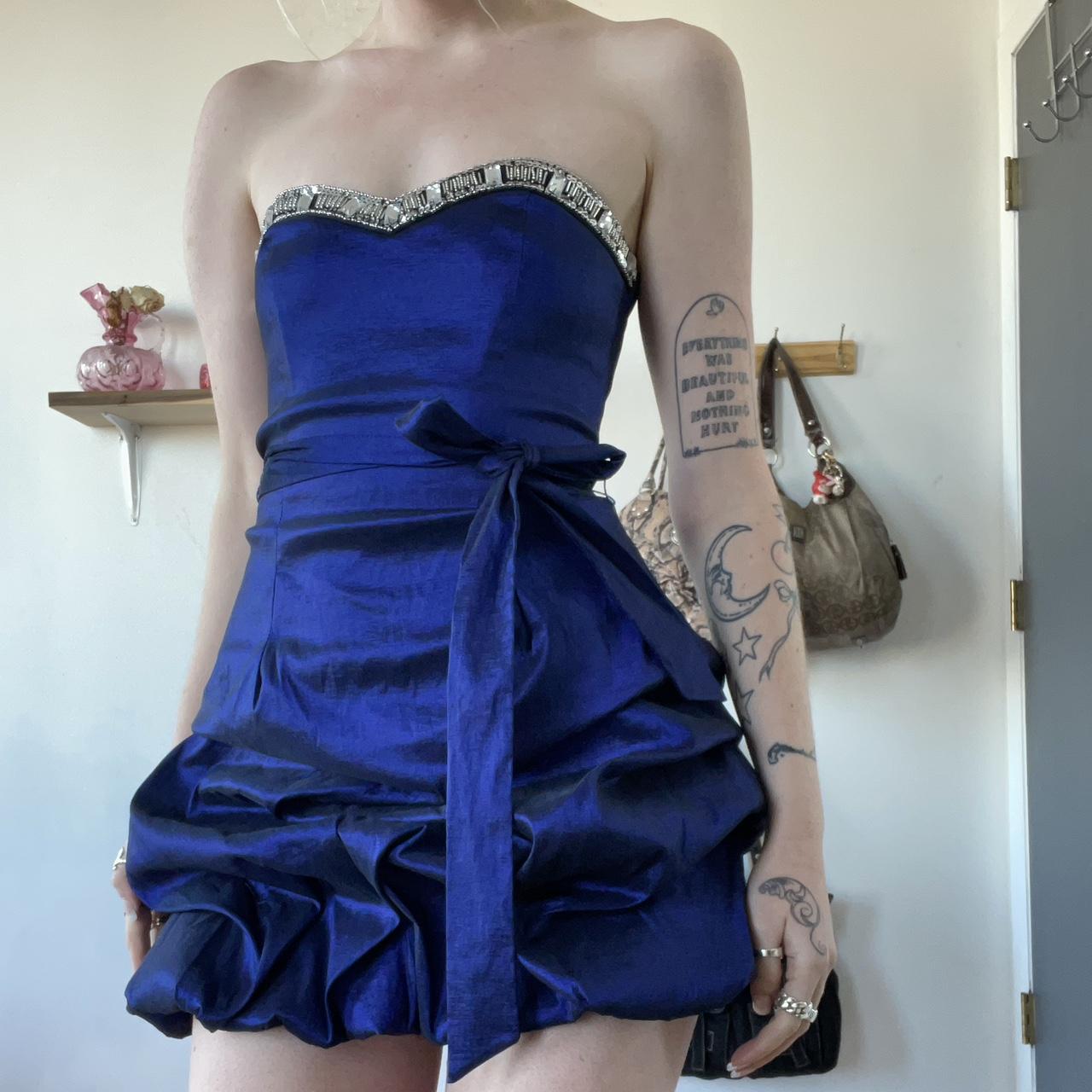 VINTAGE ROYAL BLUE STRUCTURED EVENING DRESS... Depop