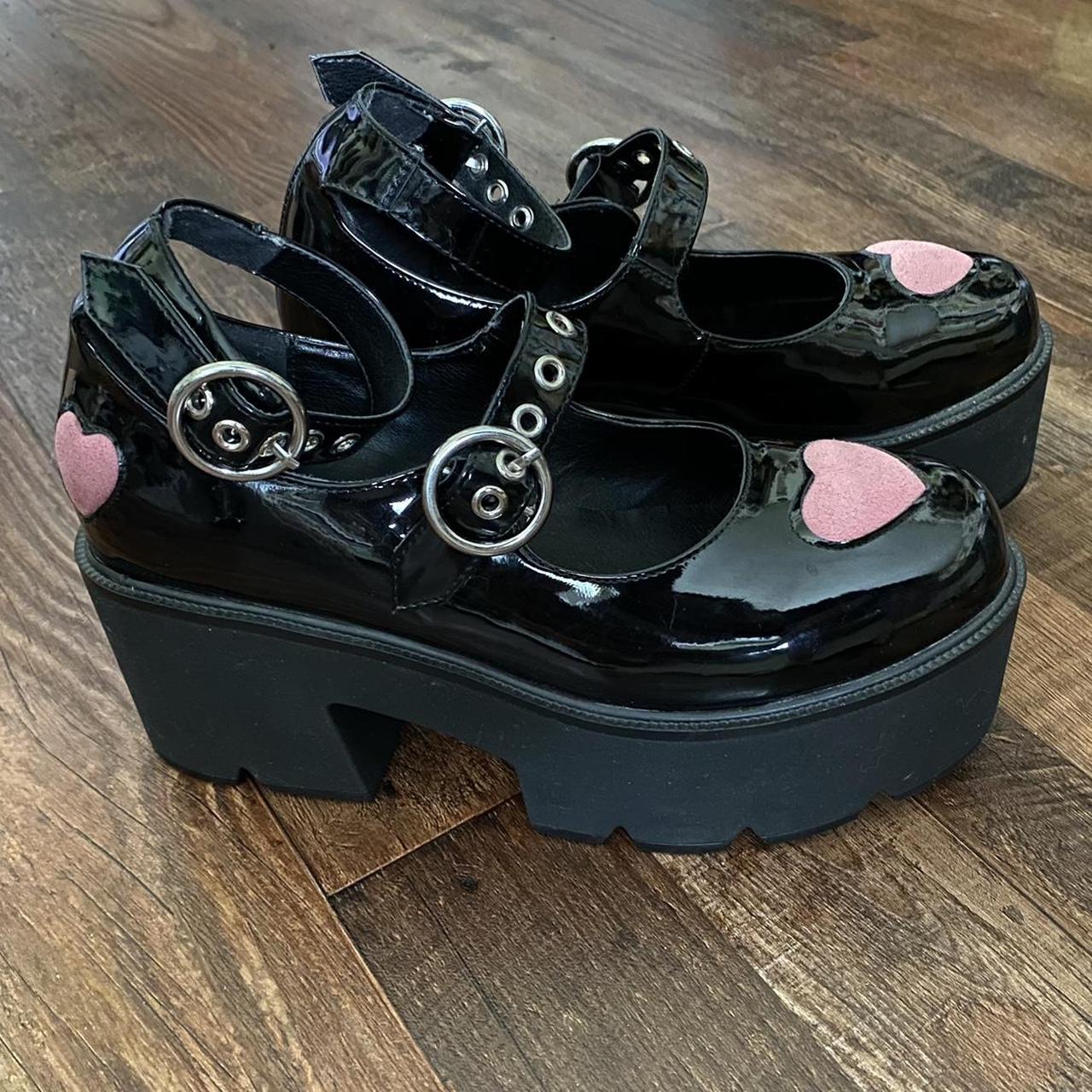 Lamoda pink heart mary jane platforms UK 5 US 7 Depop