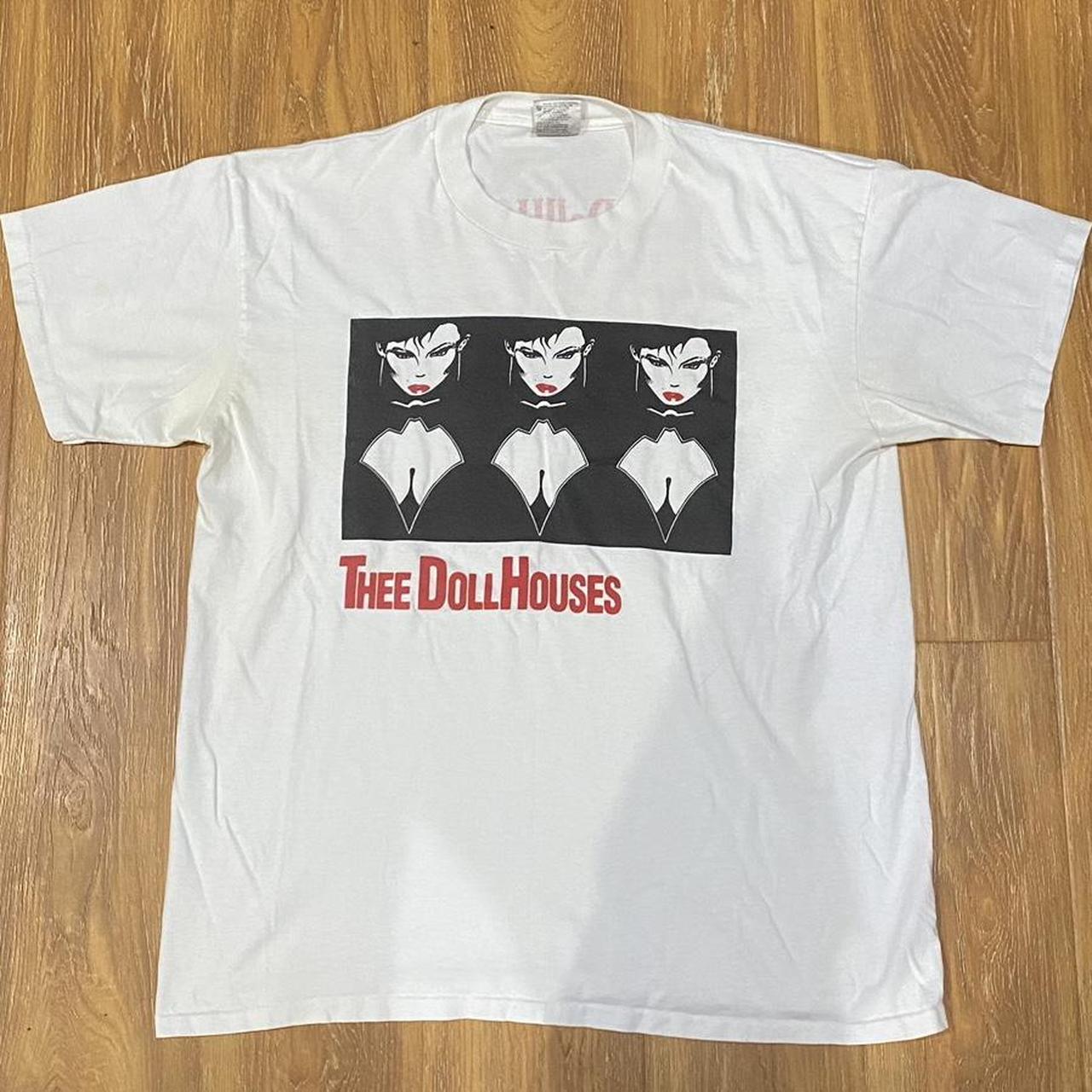 vintage 90s thee dollhouses strip club t-shirt size... - Depop