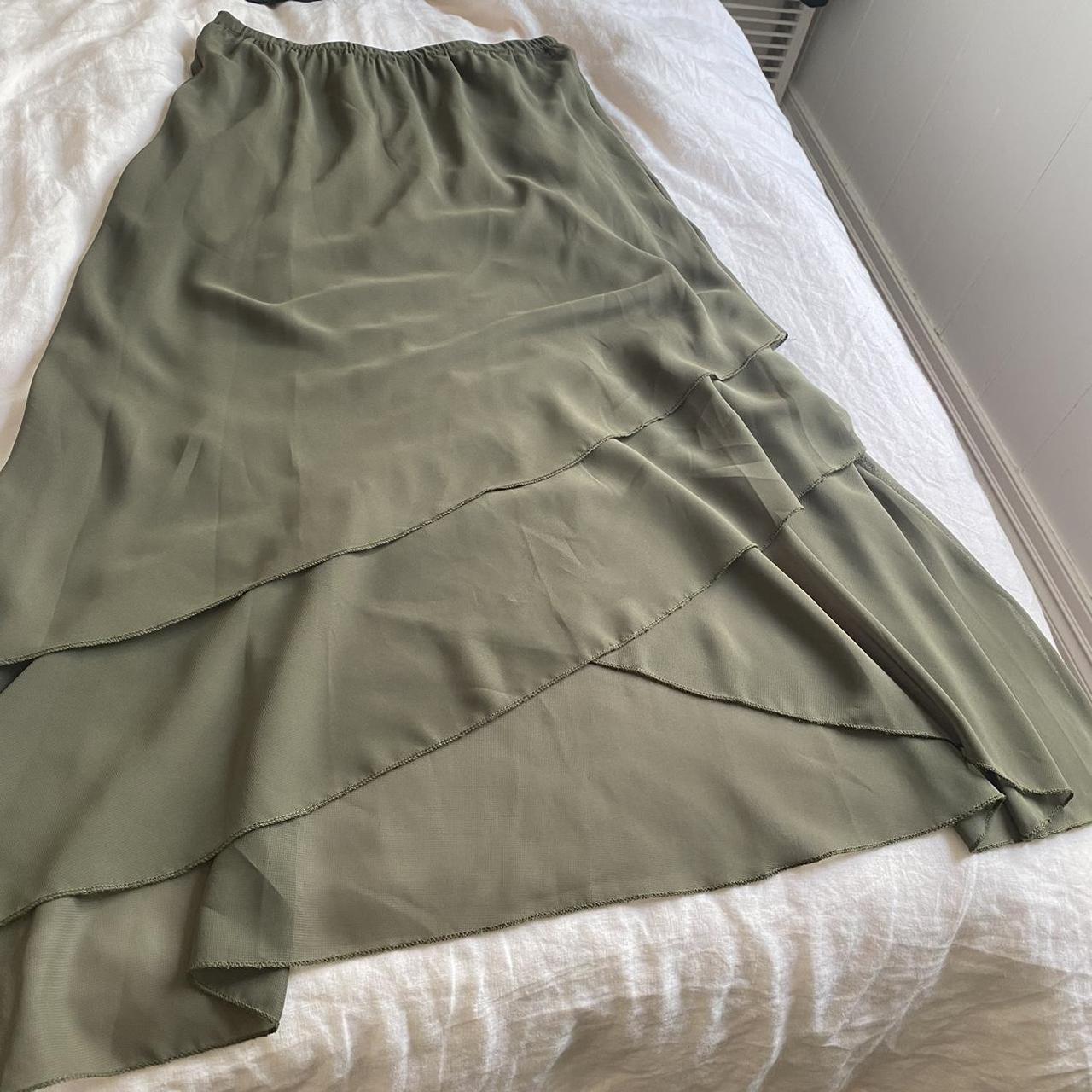 Women's Green and Khaki Skirt | Depop