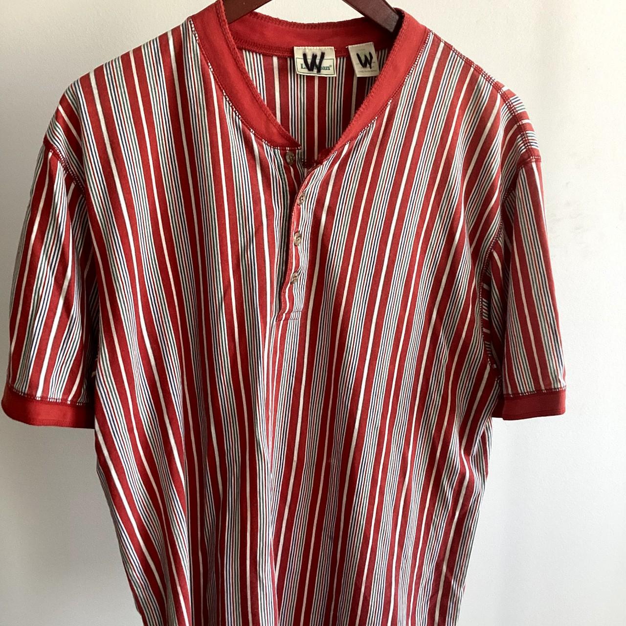 Vintage L.L. bean pinstripe tee Very soft Size... - Depop