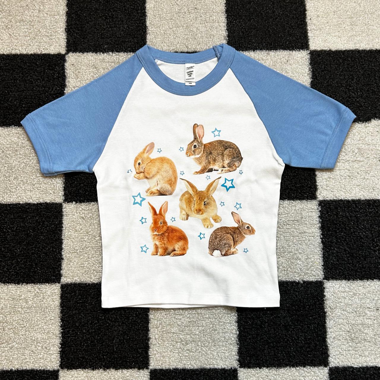 Bunny baby tee ☆ Bunnies and stars ringer baby... - Depop