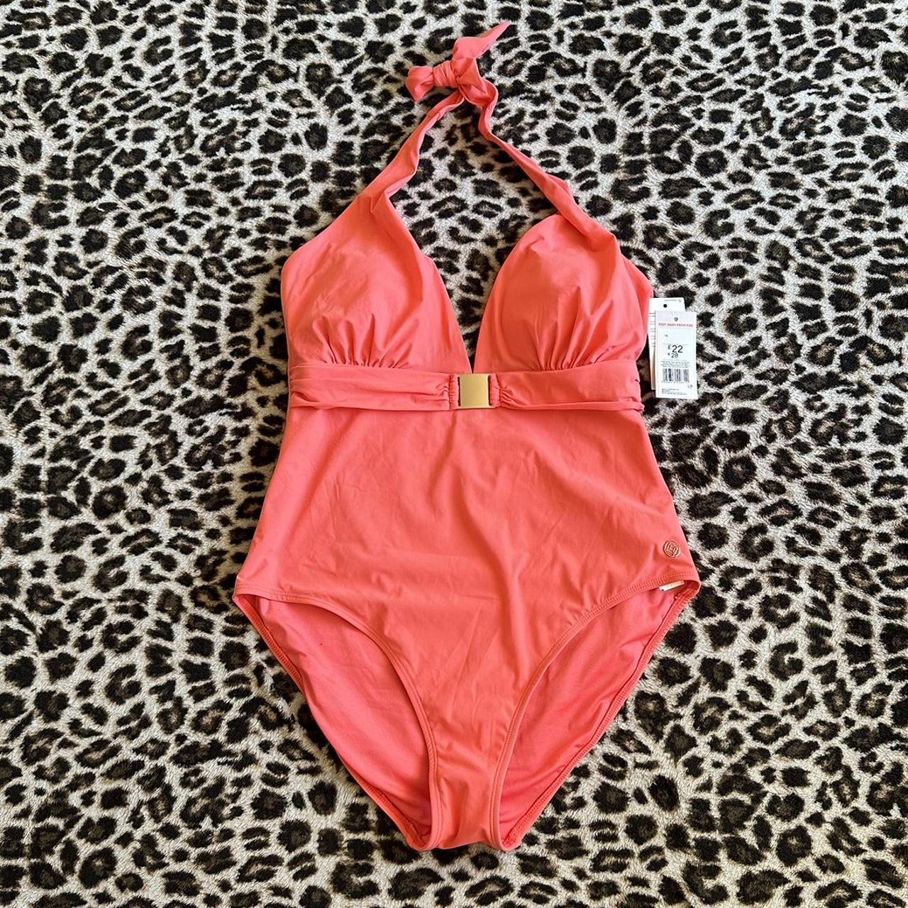 Pink halter neck swimming costume 🩷 - Size UK... - Depop