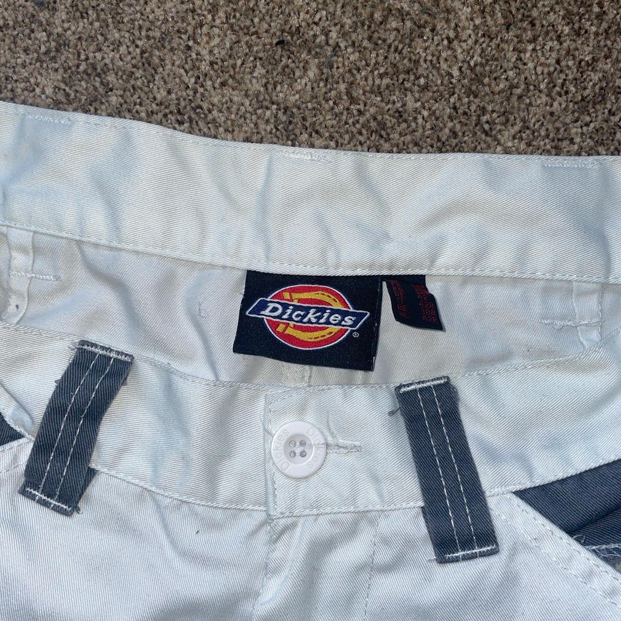 Dickies white & grey cargo low rise trousers - Depop