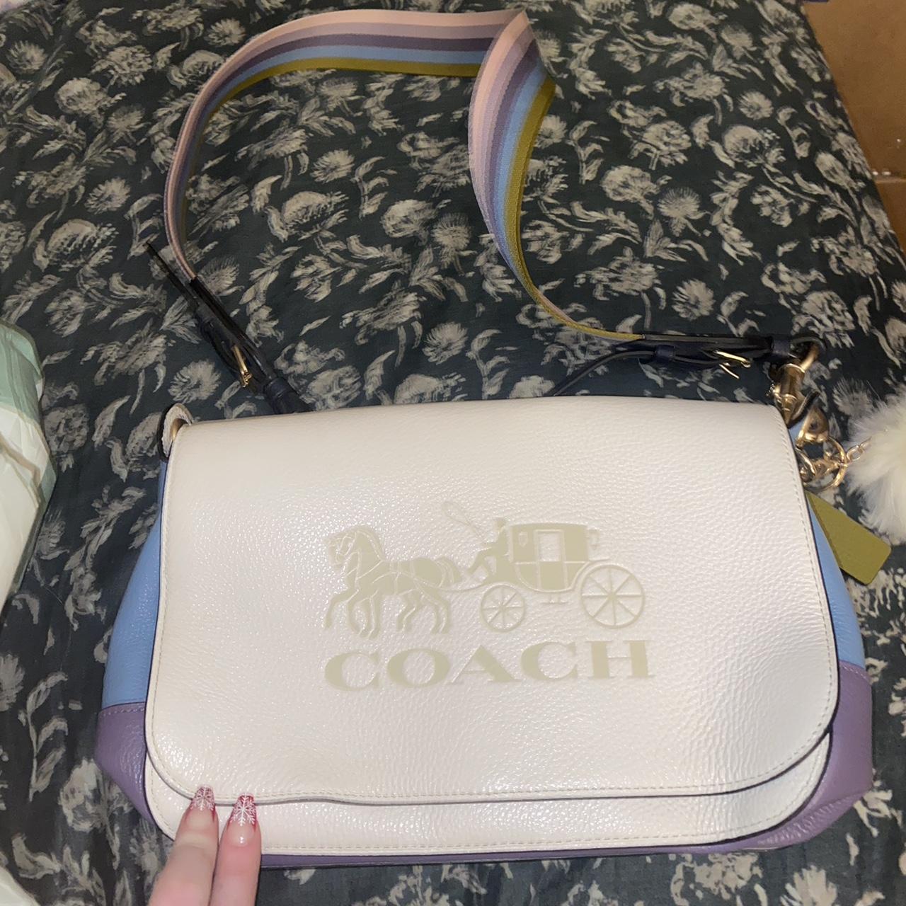 Handbags- Coach Leather wallet/keychain - Cream w/pink and yellow