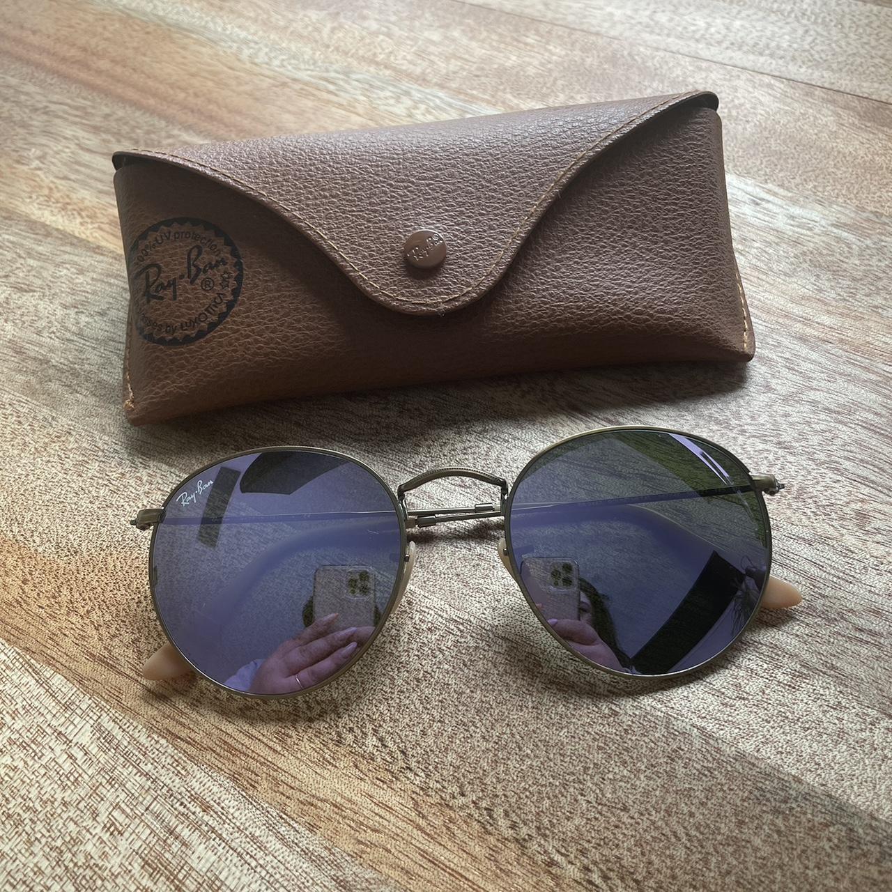 Ray Ban Round Purple Mirrored Sunglasses Purple Mirror Purple