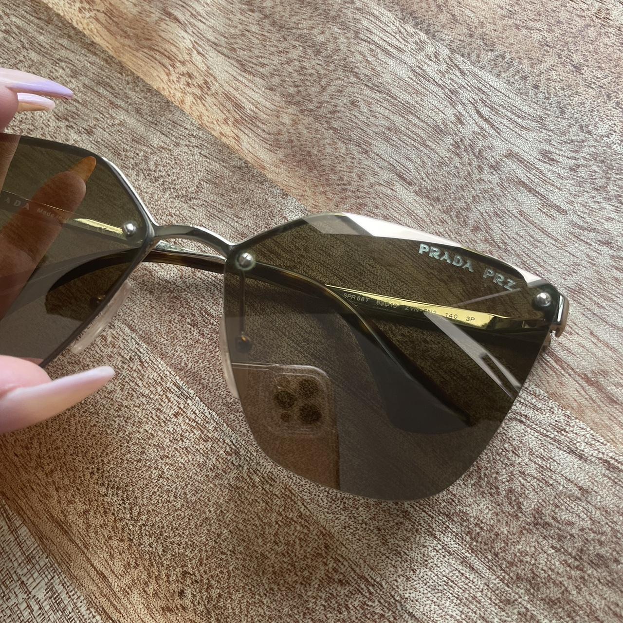 PRADA CINEMA SPR 68TS GOLD MIRROR FLASH POLARISED. Depop