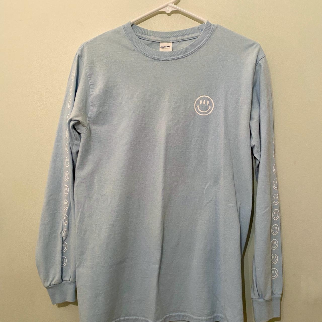 Glossier Women's Blue T-shirt | Depop