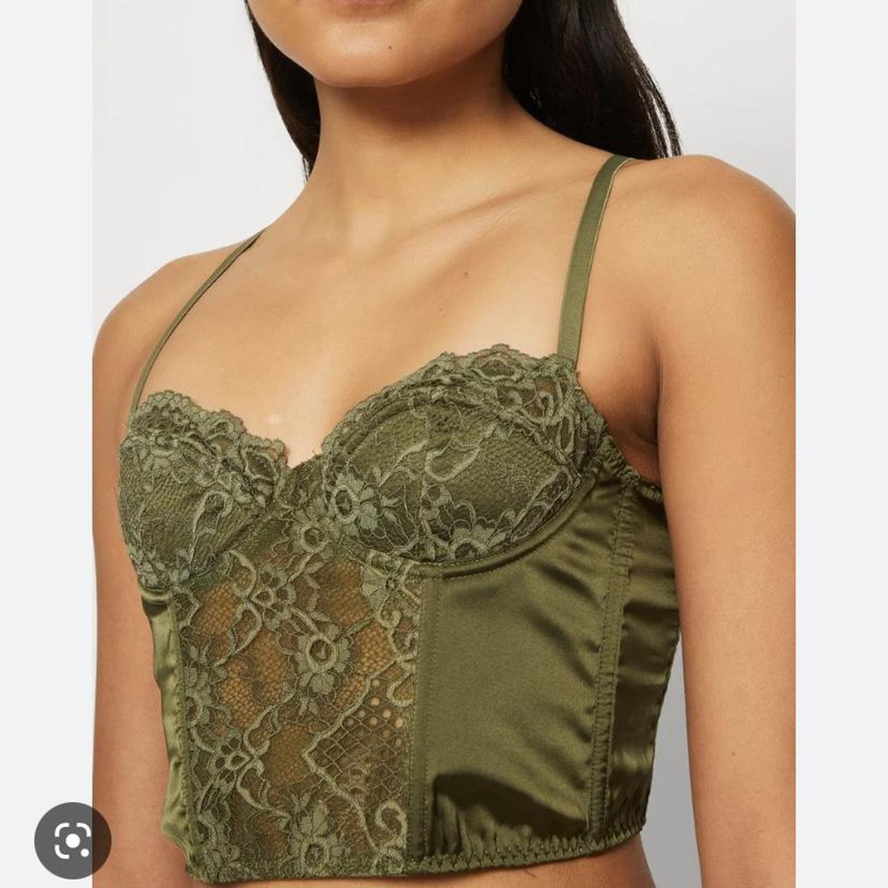 Urban Outfitters corset top In khaki green Worn once - Depop