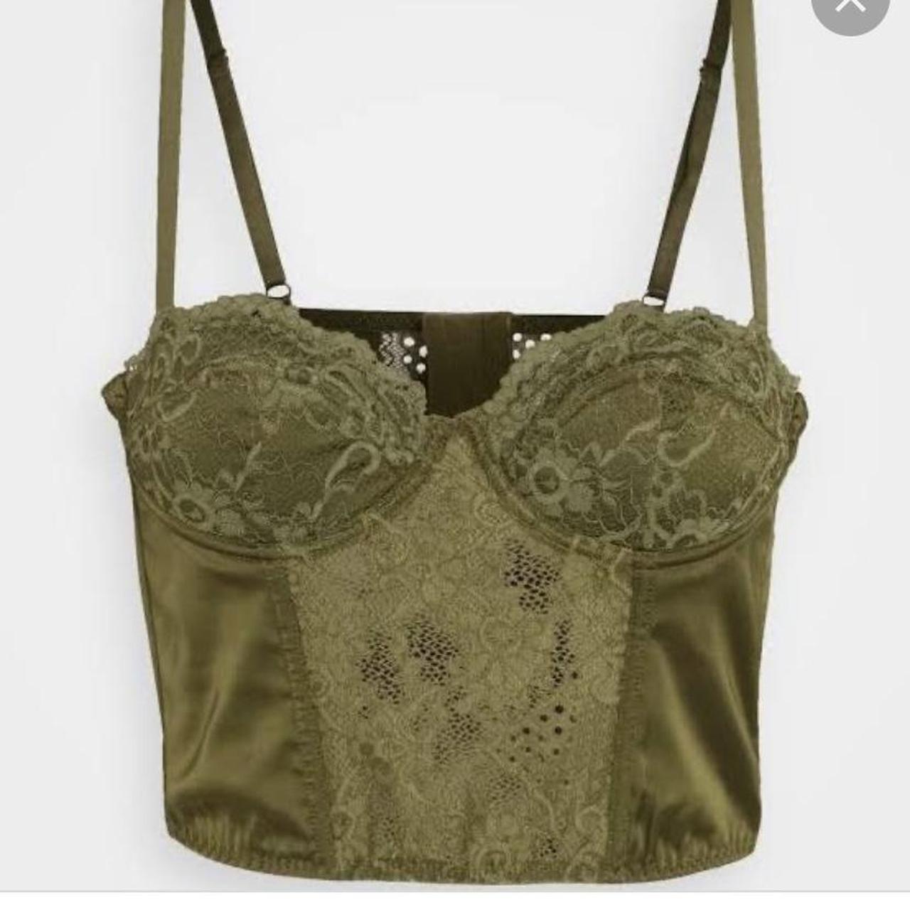 Urban Outfitters corset top In khaki green Worn once - Depop