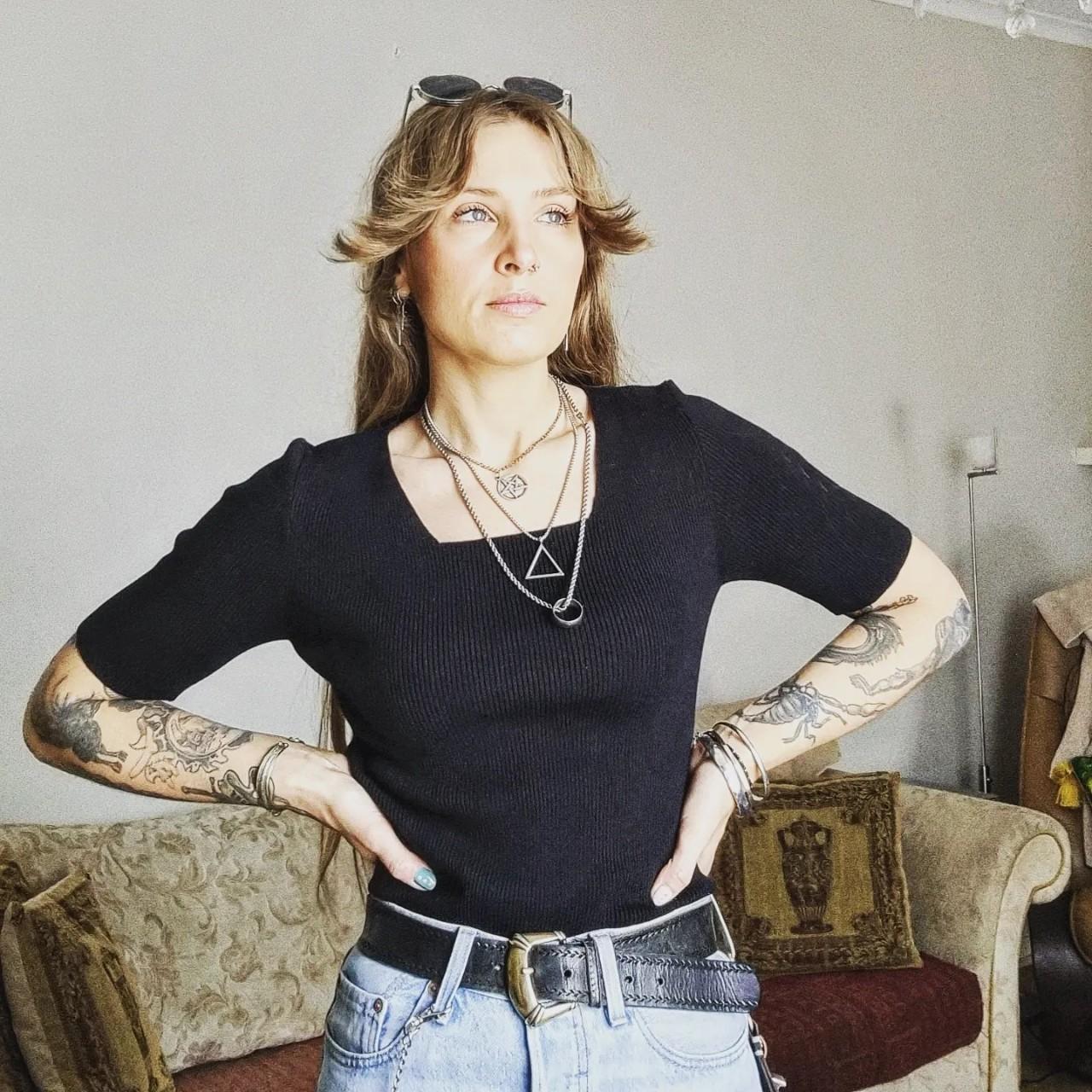 Super Stretch Black Rib Tee in a Size Medium (could... - Depop