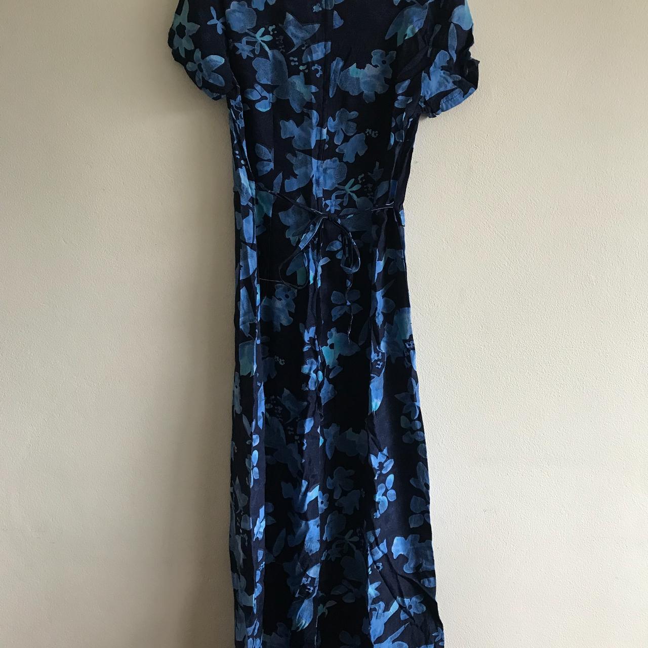 Vintage Blue Floral Maxi Summer Dress. 'Celia Ryan'... - Depop