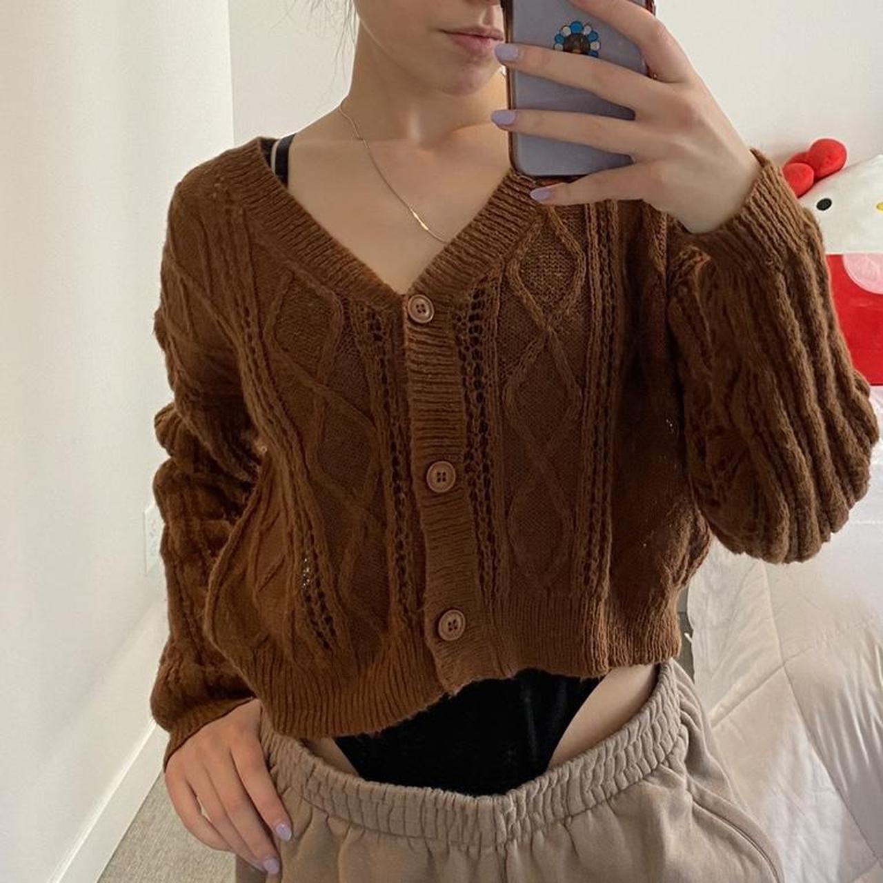 Super cute knitted chocolate brown cardigan! It’s... - Depop