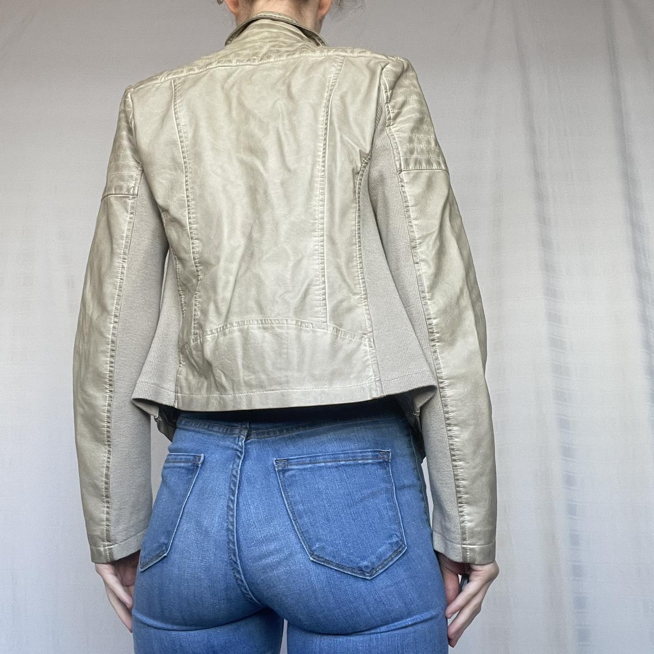 Cream faux Leather jacket 🦋 soft cream colored faux... Depop
