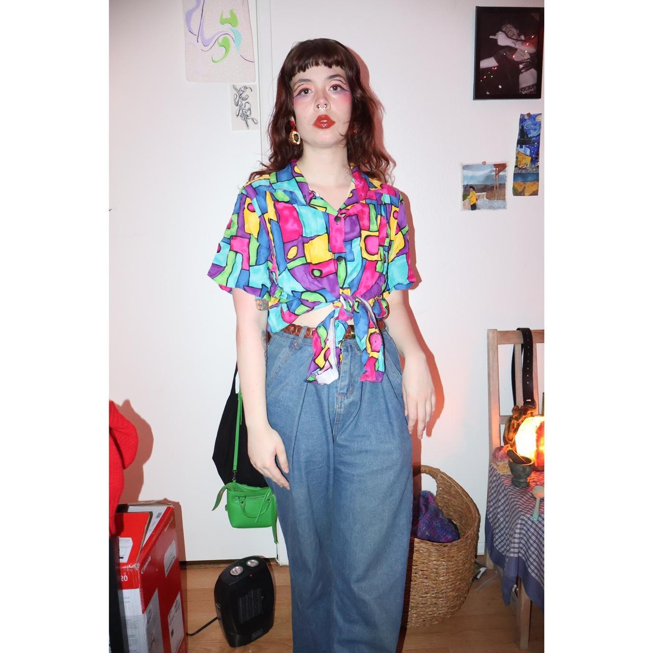 🐙 Vintage Funky 80s 90s Button-Up Shirt🐙 This bad... - Depop