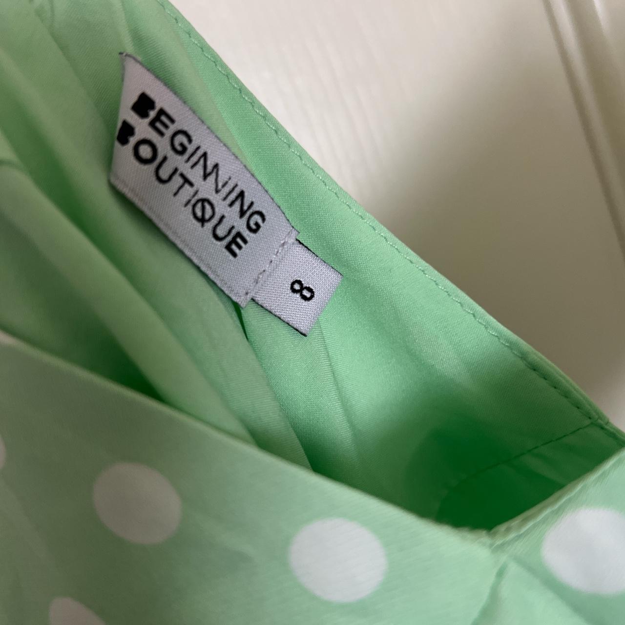 mint green polka dot midi dress from beginning boutique Depop