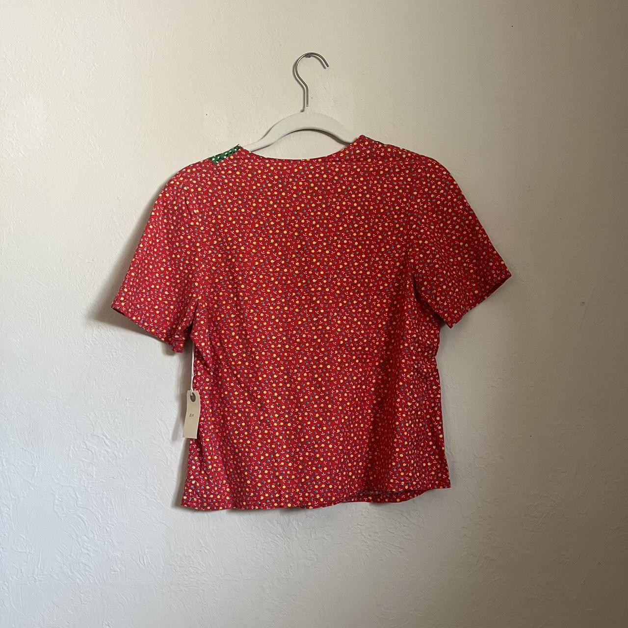 Women's Blouse - Red/Multi - S – 70s patchwork bl… - image 2