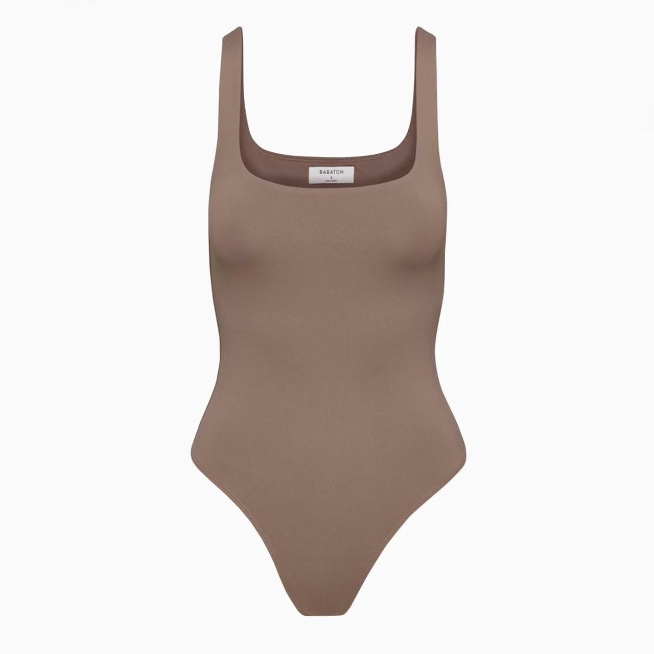 Aritzia Women's Tan and Brown Bodysuit Depop