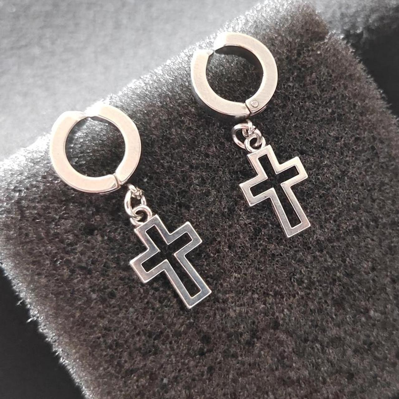 Punk Hollow Cross Ear Clip Material Alloy Depop