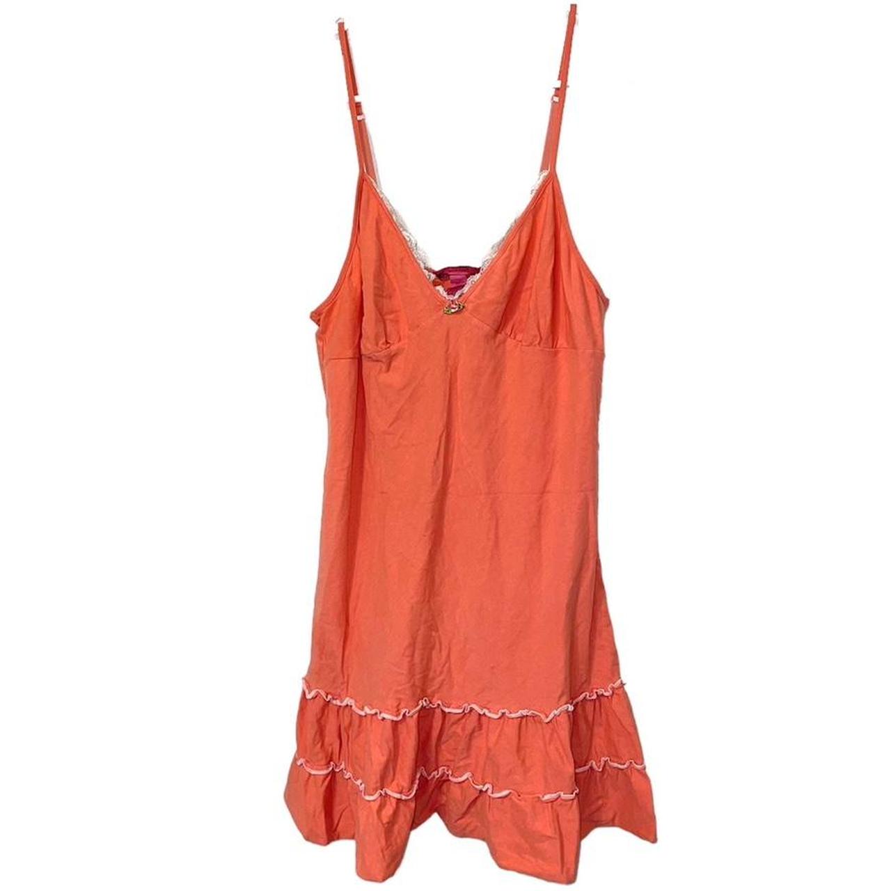 Betsey Johnson Women's Orange and Pink Dress | Depop