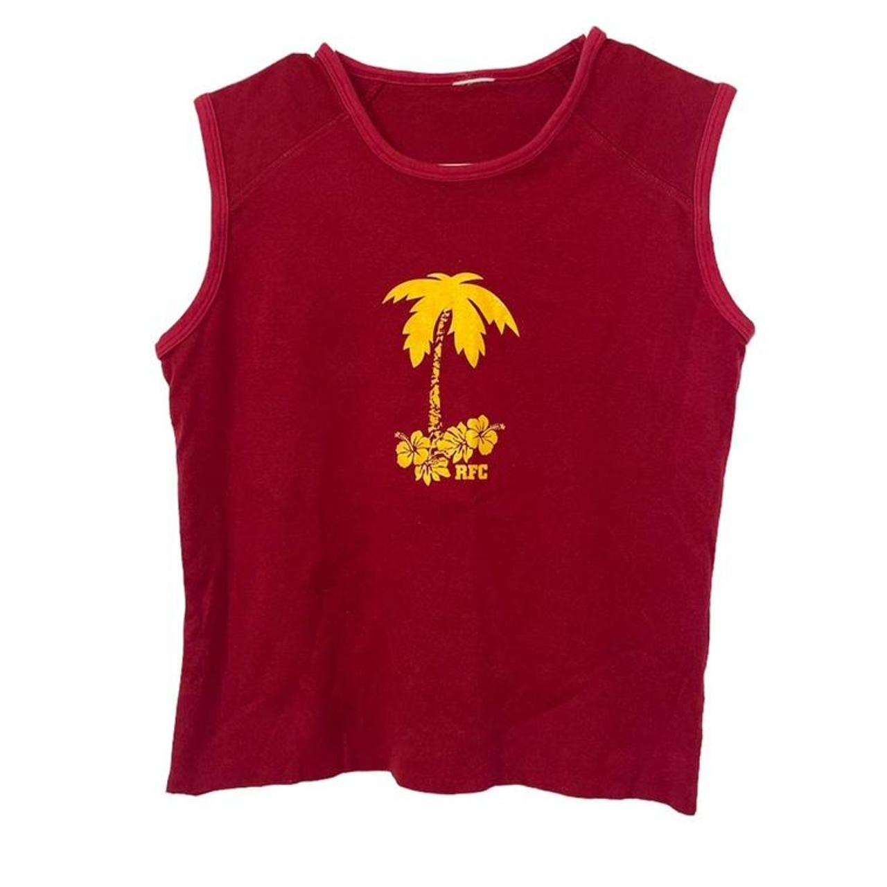 American Vintage Women's Red and Yellow Croptop Depop