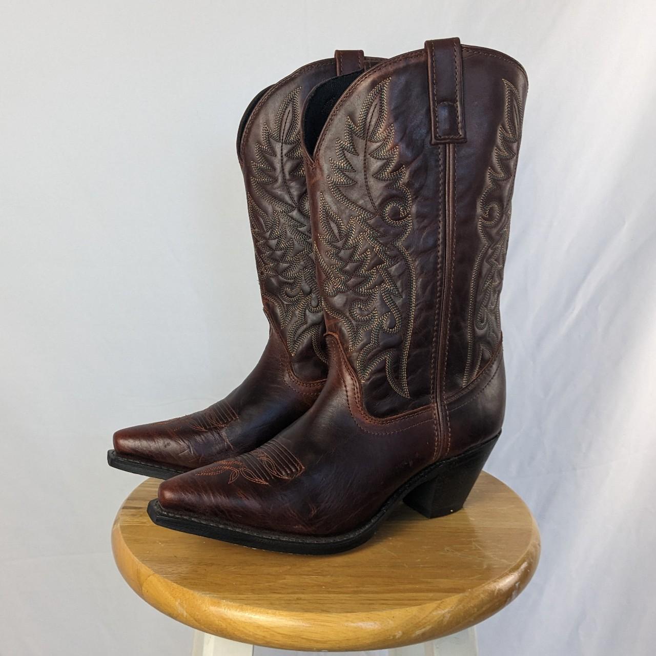 Laredo Women's Brown and Burgundy Boots | Depop