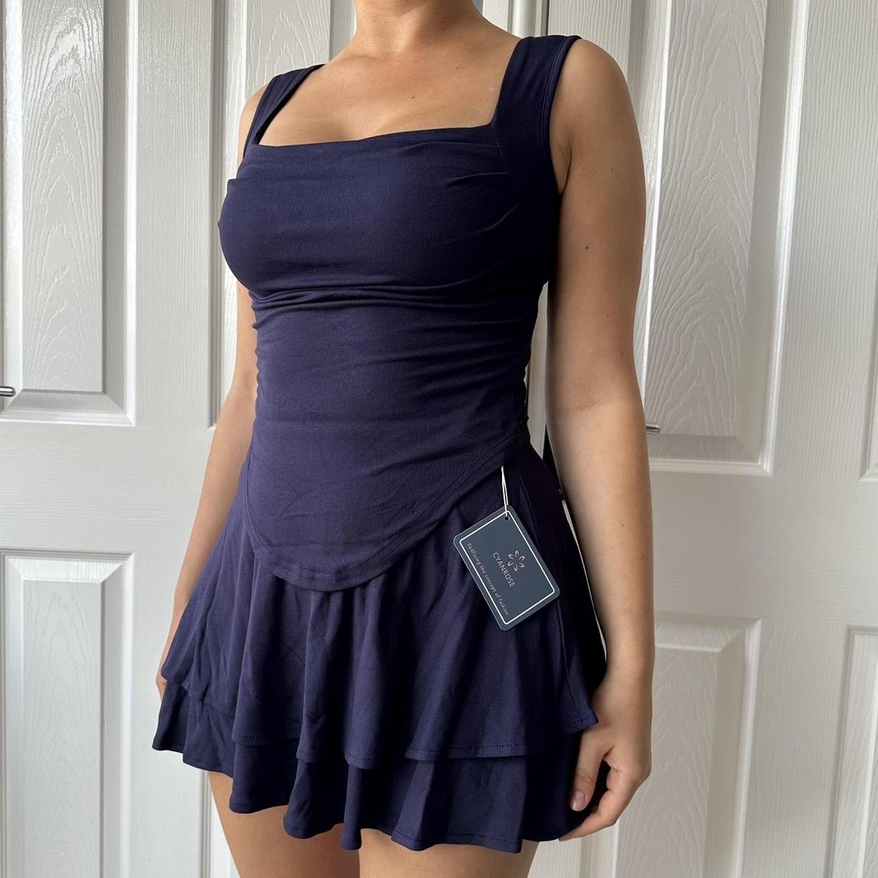 Matching skirt and top coord two piece set navy... Depop