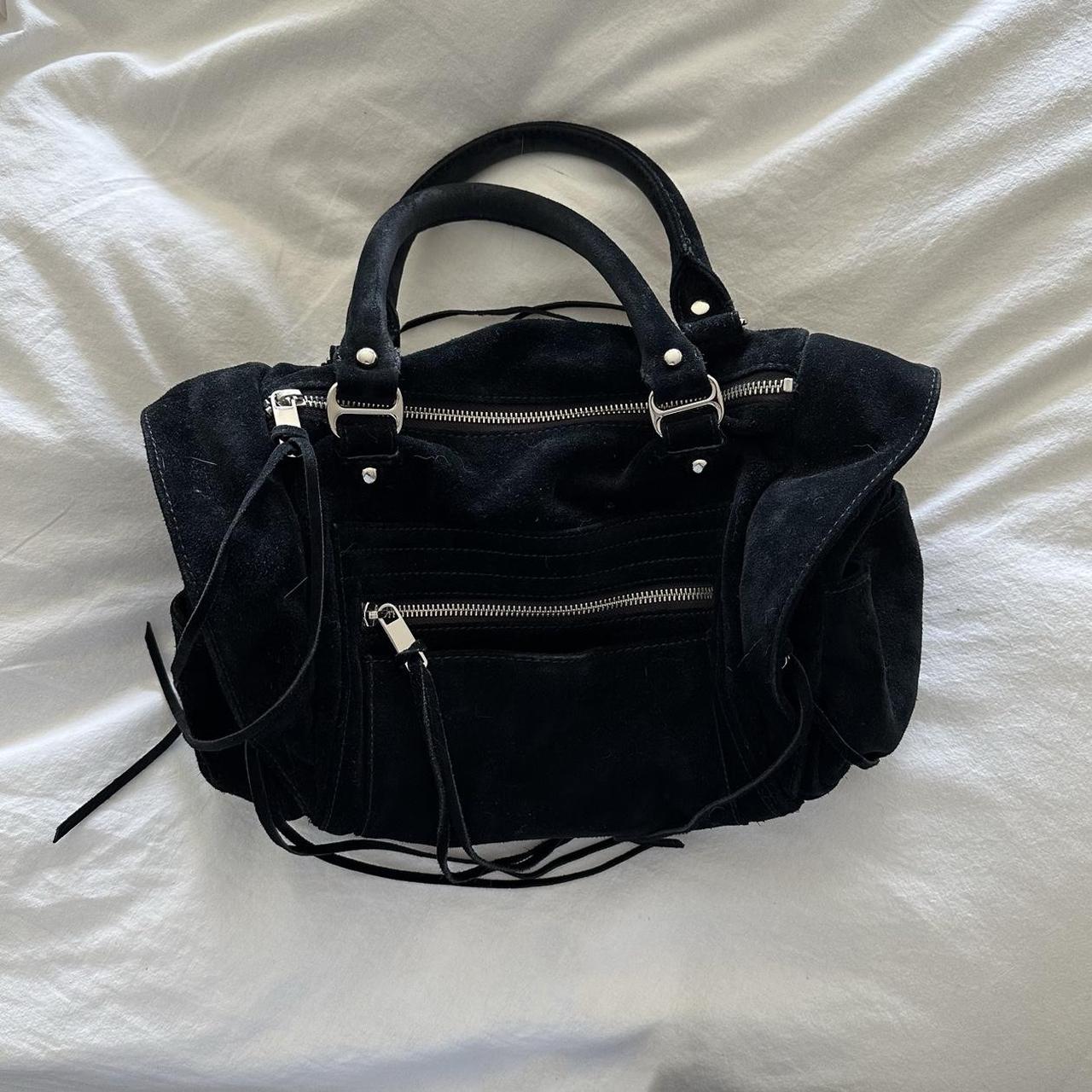 black suede rebecca minkoff hobo satchel bag • super... - Depop