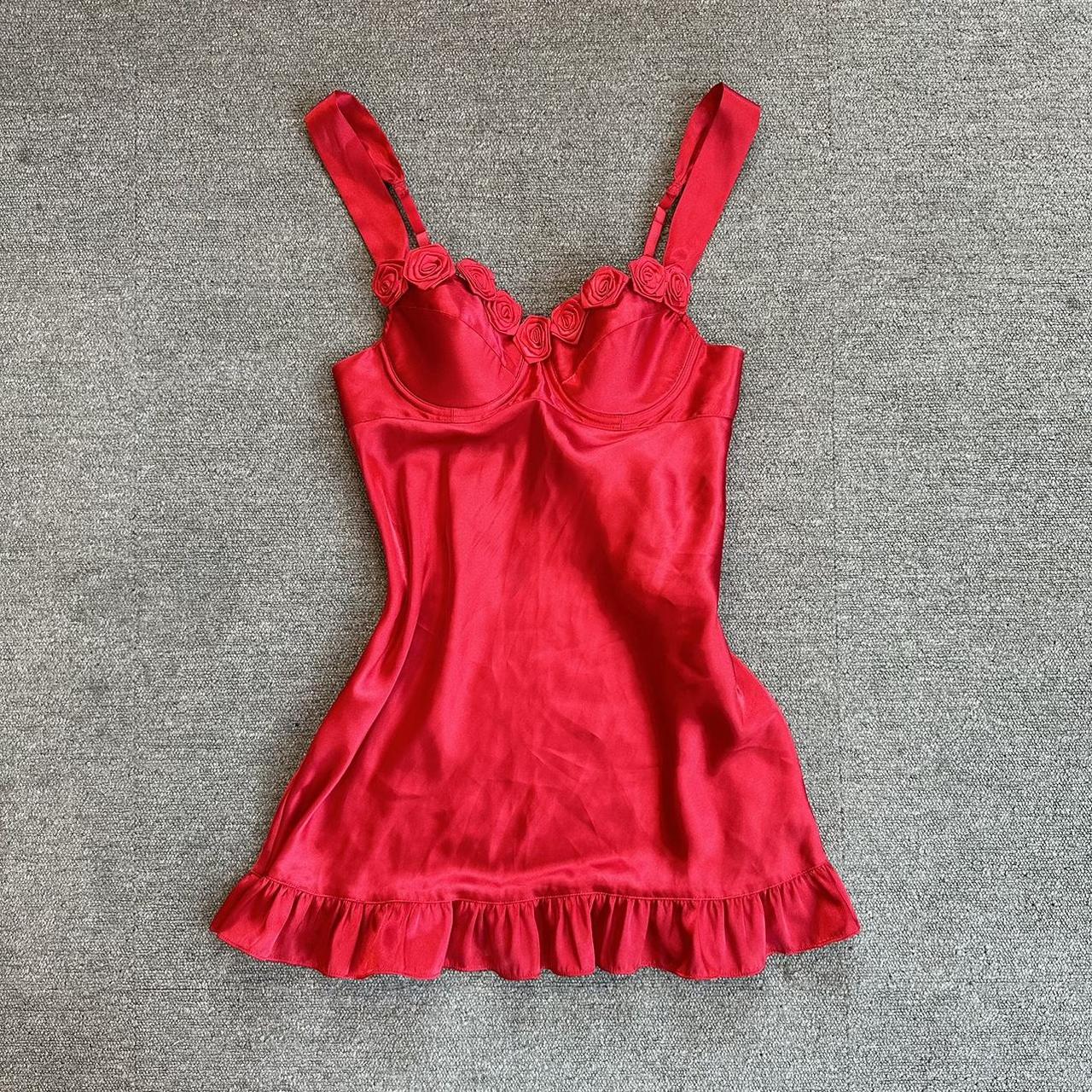 red rose Frederick’s of Hollywood slip dress *front