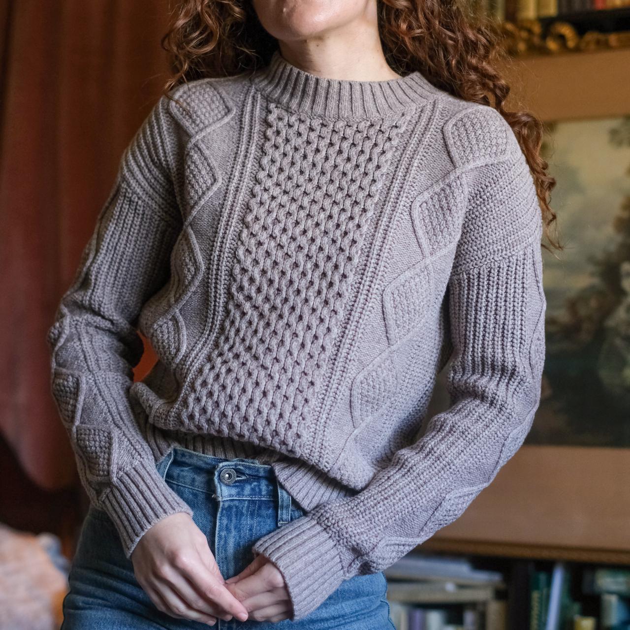 aran style, cable knit sweater from banana republic, - Depop